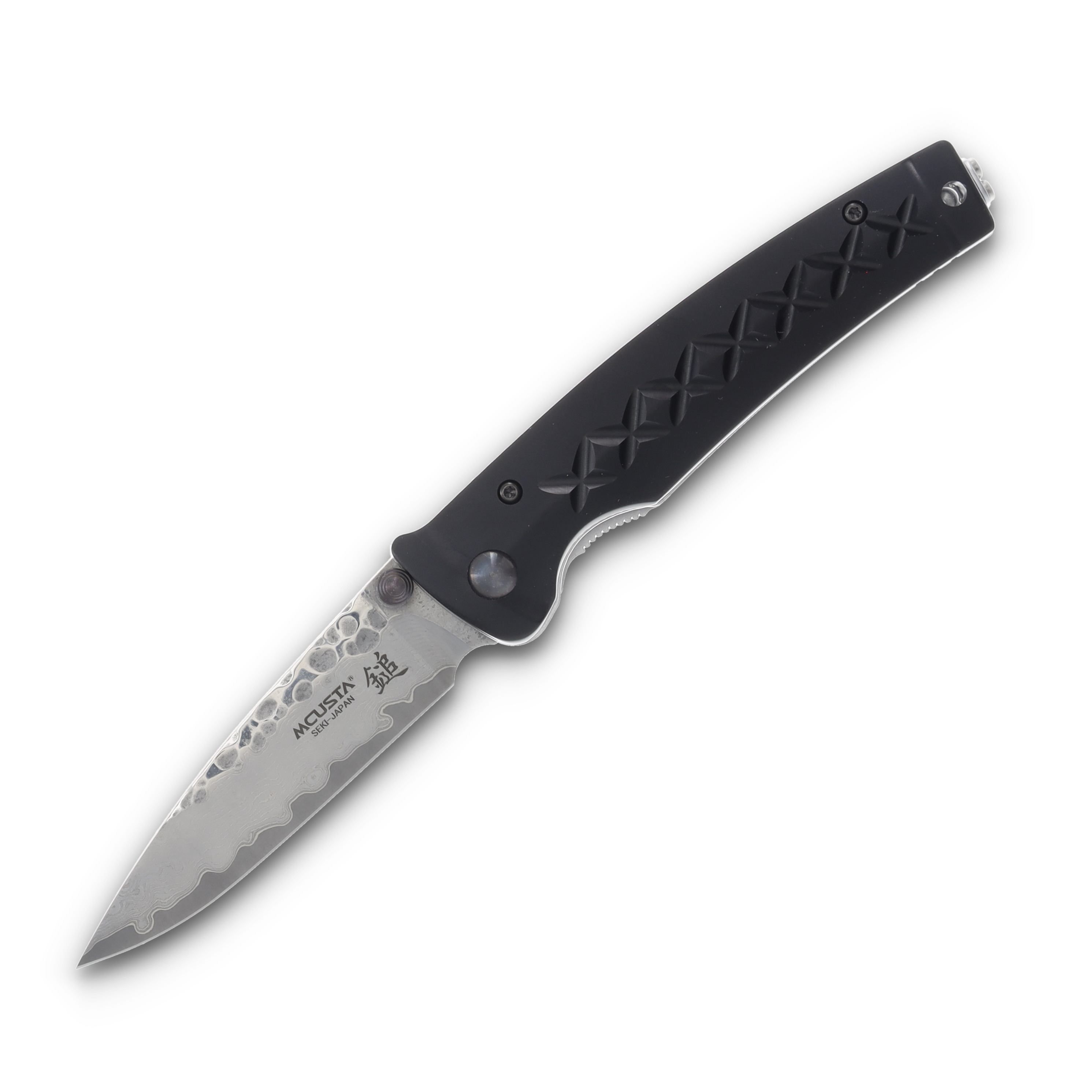 Mcusta MC-16 Fusion Tsuchi Damascus Folding Knife Black Aluminum MC-161D View 1