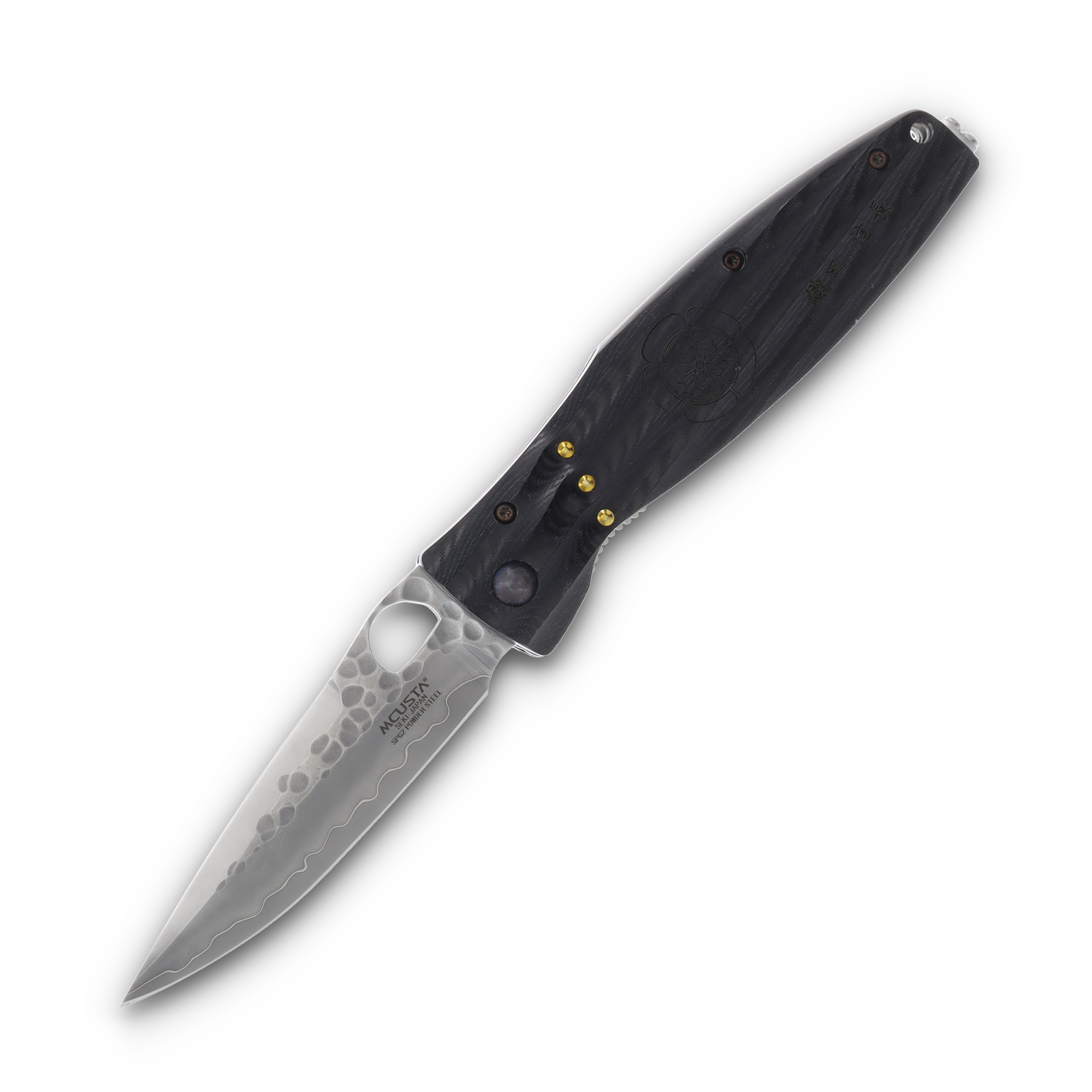 Mcusta MC-18 Oda Nobunaga Folding Knife Black Micarta 3.62in SPG2 Drop Point MC-181G View 1
