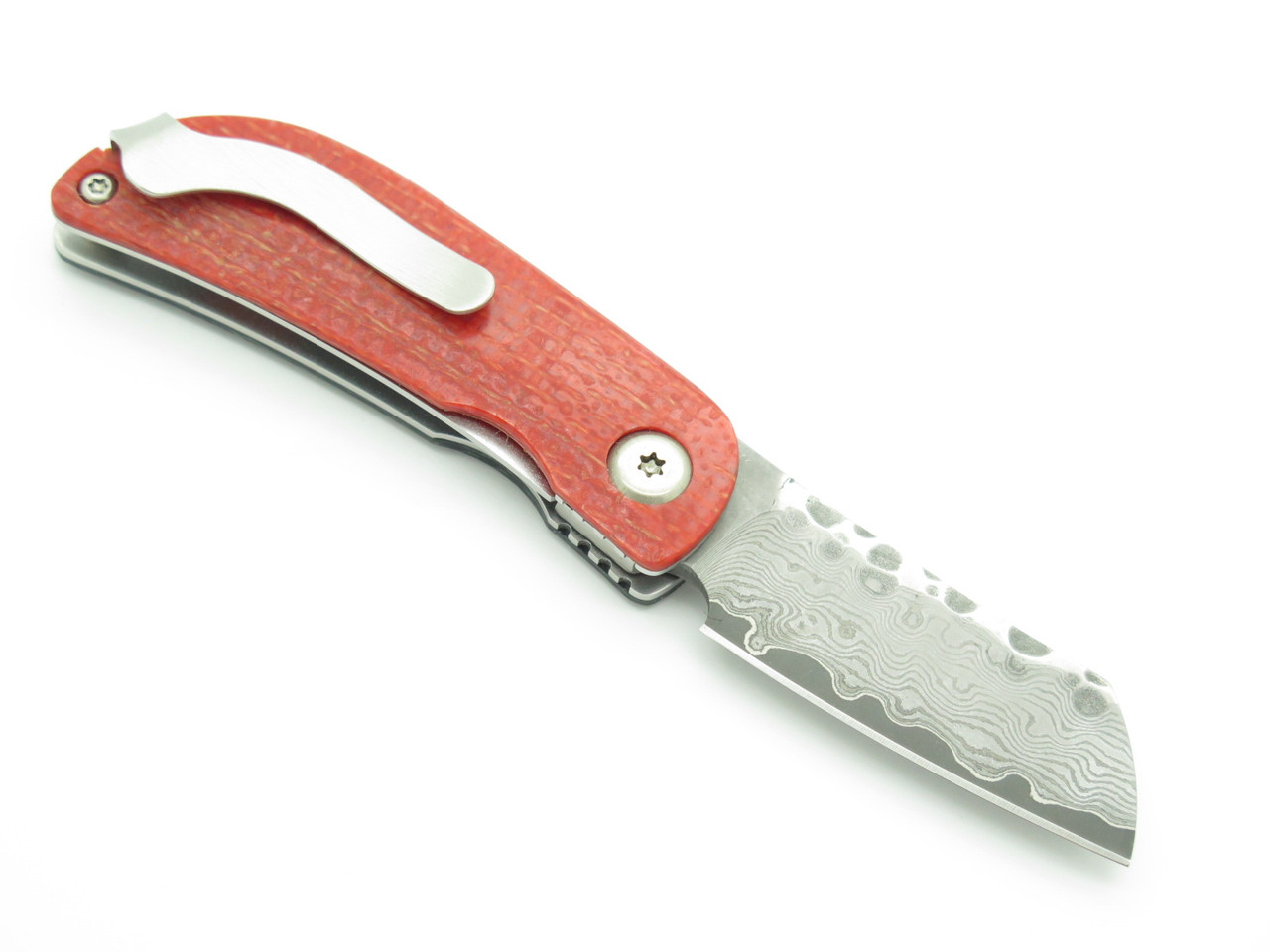 Mcusta MC-21 Petit Damascus Folding Knife Black/Orange Micarta MC-211D View 2