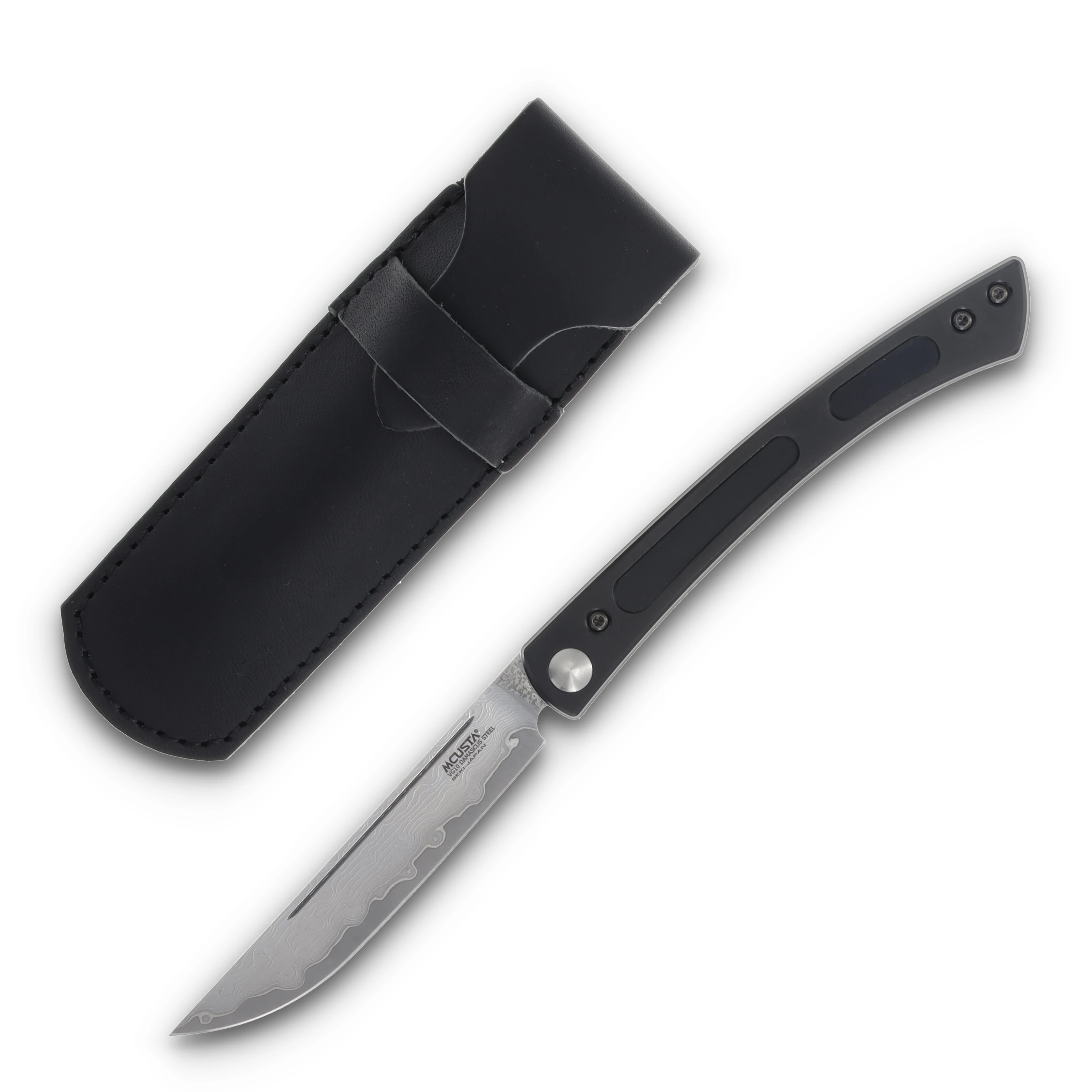 Mcusta MC-22 The Executive Damascus Personal Steak Knife Black Micarta MC-223D View 1