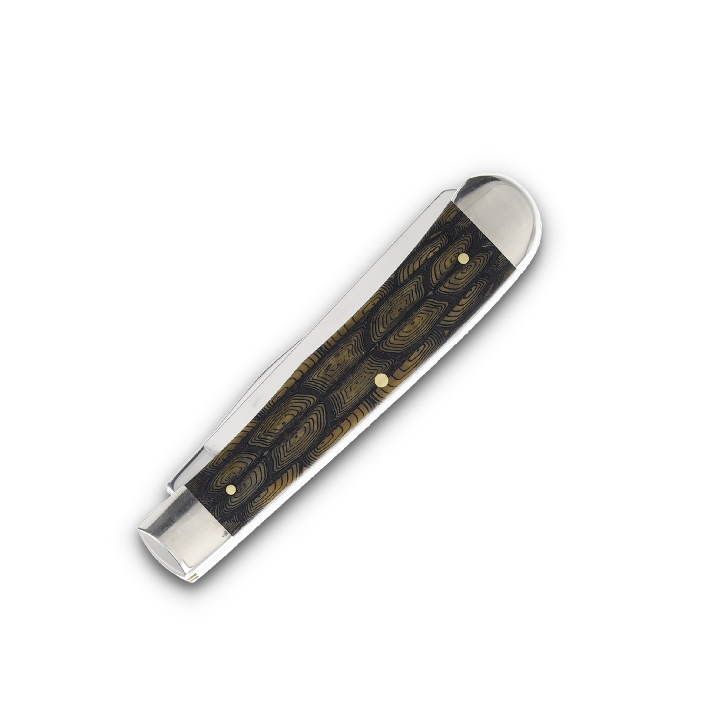 Case XX Smooth Olive Bone Tortoise Shell Trapper Folding Knife with XX Engraved Bolsters CA10240TS View 4