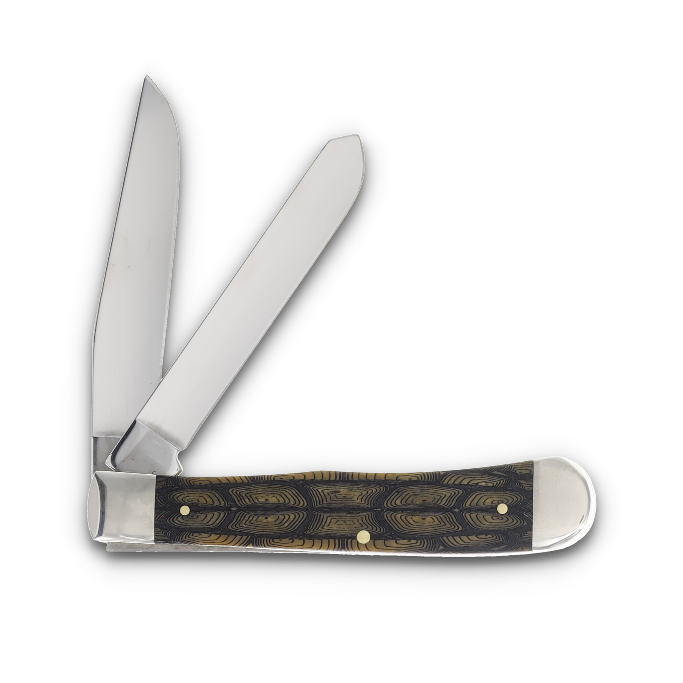 Case XX Smooth Olive Bone Tortoise Shell Trapper Folding Knife with XX Engraved Bolsters CA10240TS View 2