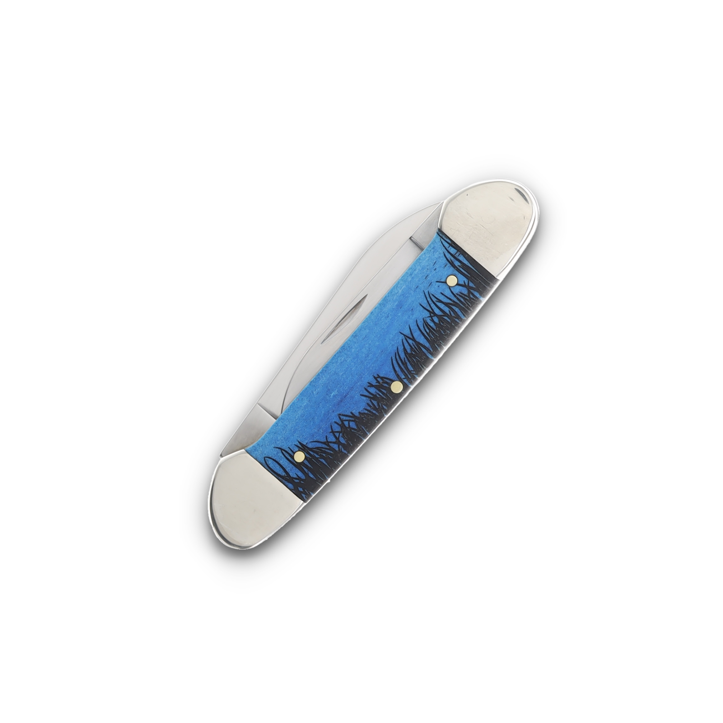 Case XX Blue Smooth Bone Canoe Folding Knife Bass with Diamond Shield and XX Bolsters CA12527BASS View 4