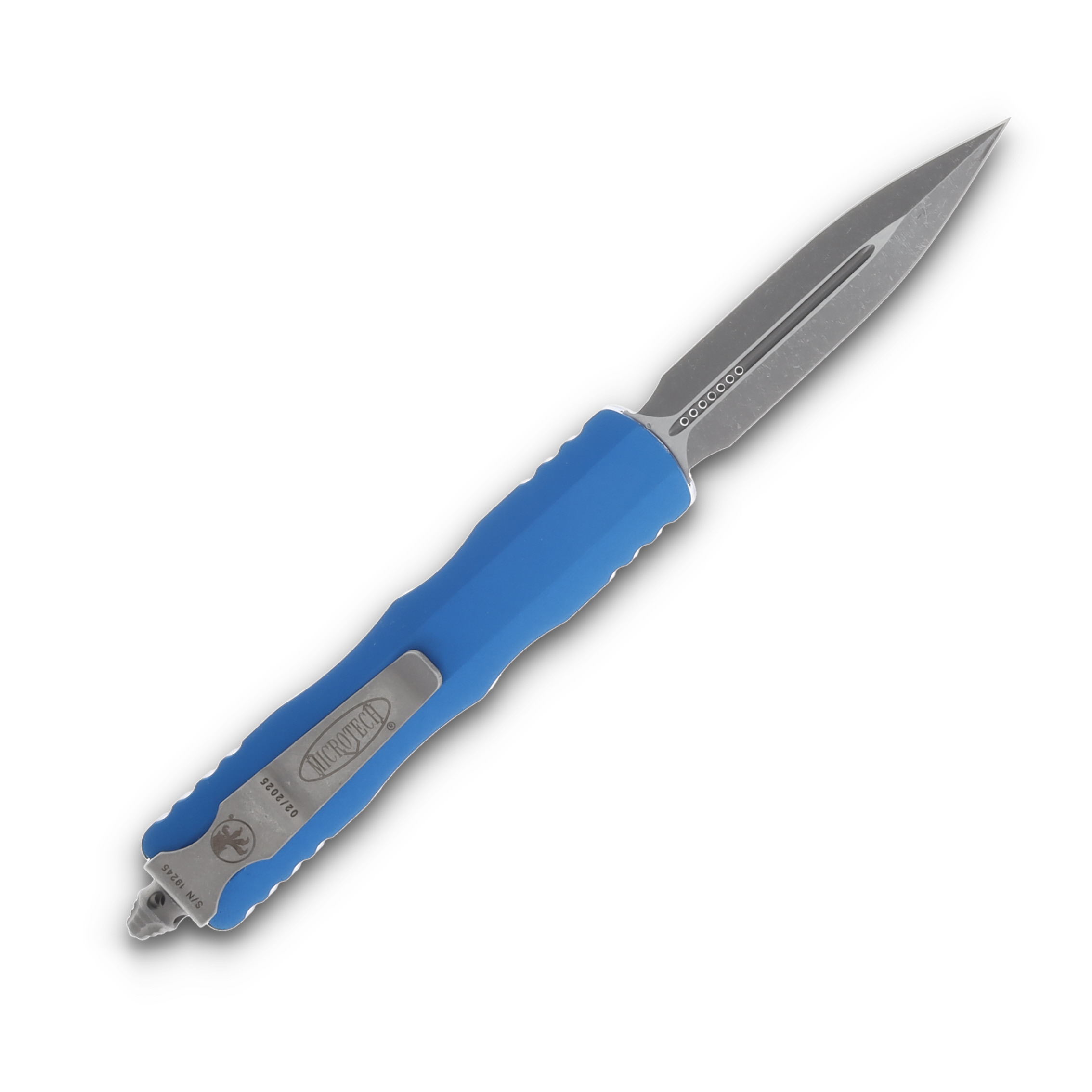 Microtech Knives Dirac Auto OTF Blue D/E 2.92in Apocalyptic Dagger AUMT22510APBL View 2