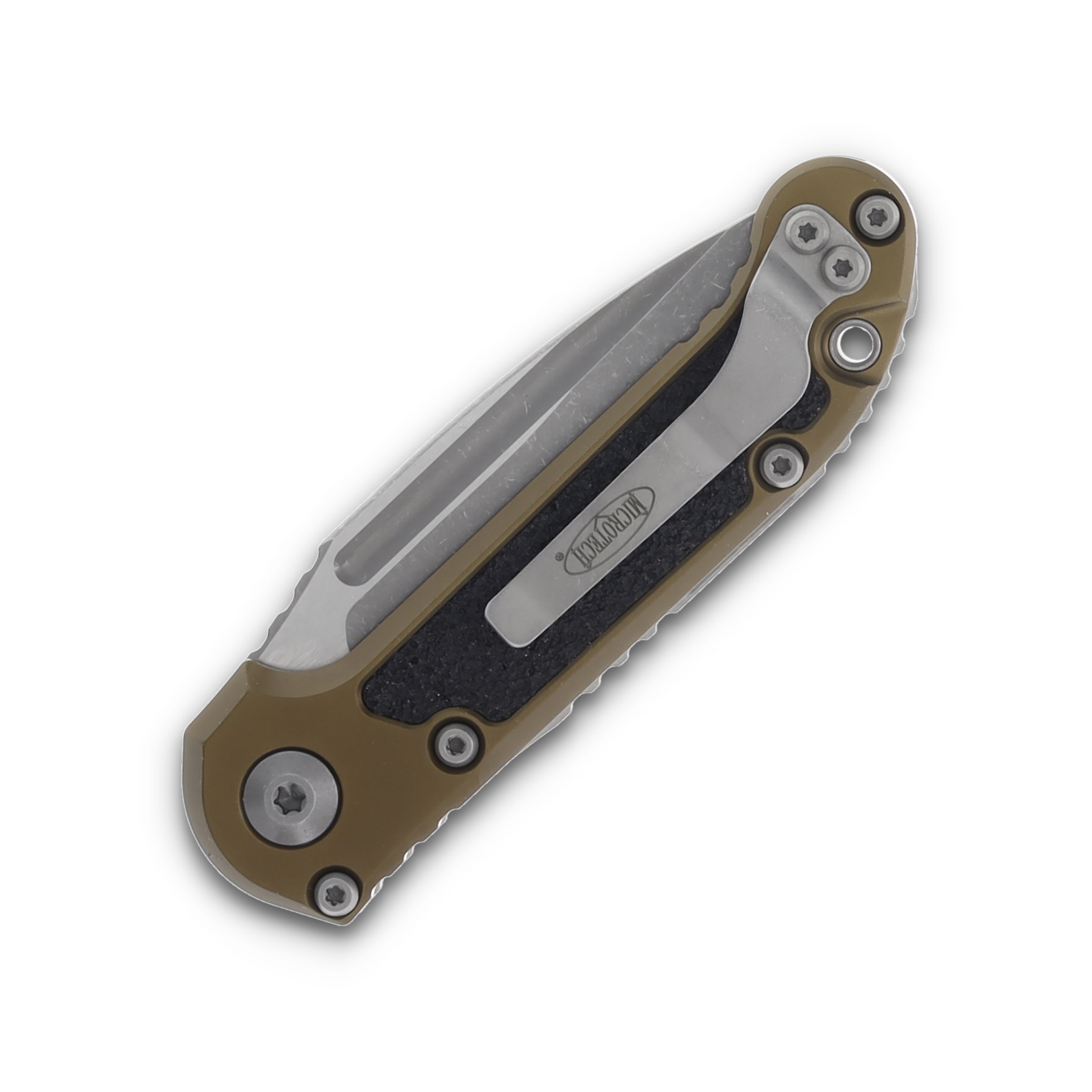 Microtech Knives LUDT Gen III AUTO OD Green 3.5in Apoc Drop Point Part Serr AUMT113511APOD View 4