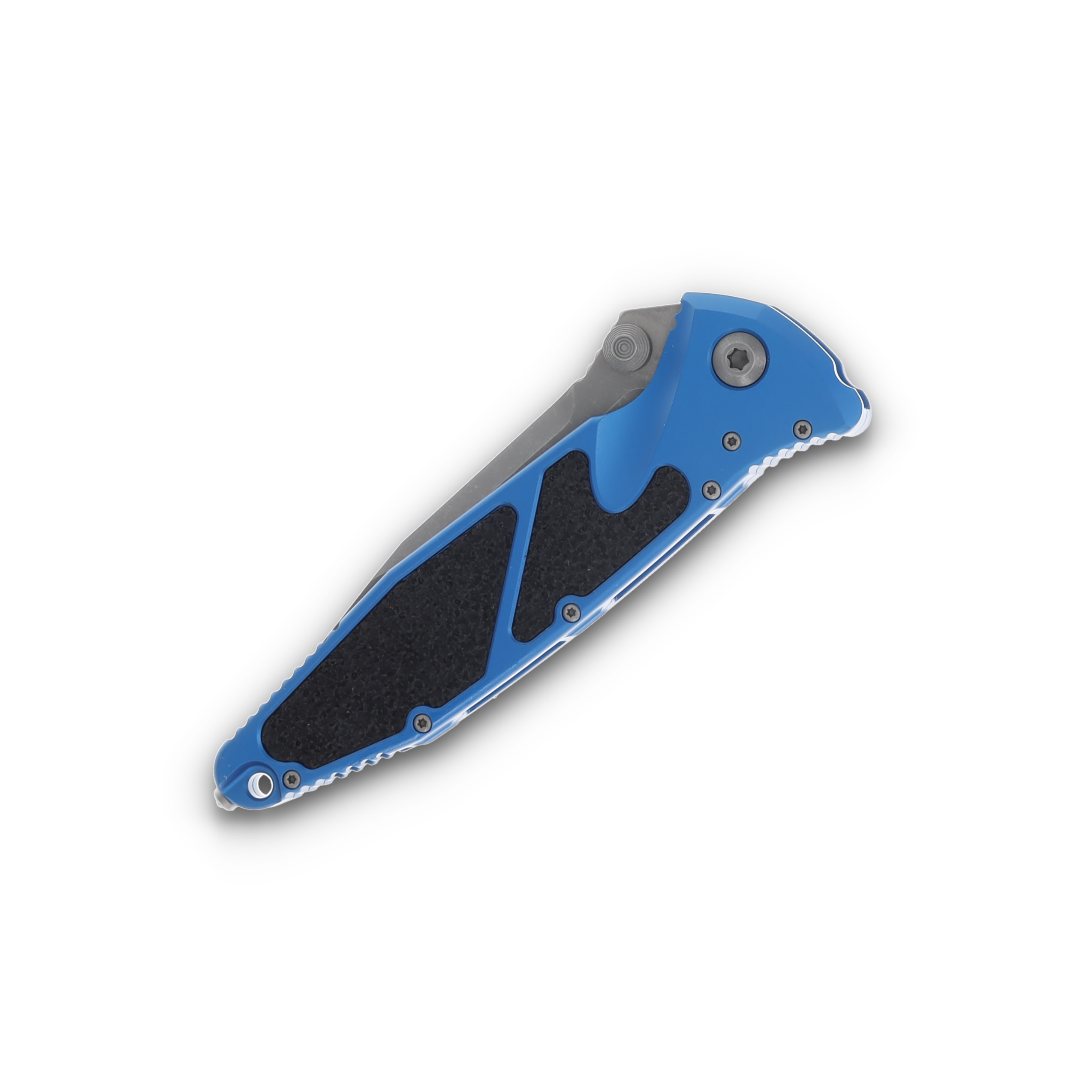 Microtech Socom Elite Folding Knife Blue 4.0in Part Serr Apocalyptic Clip Point MT16011APBL View 4