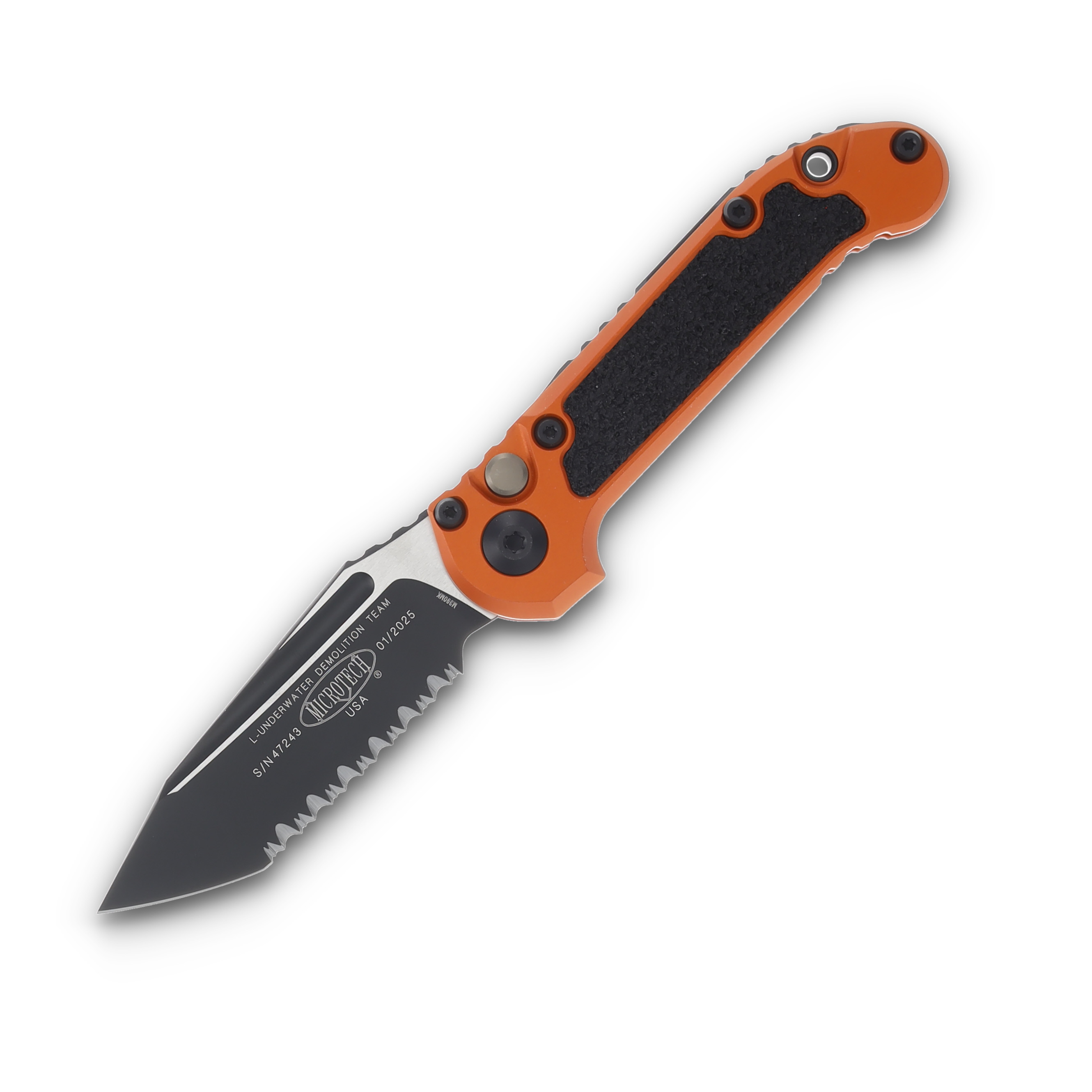 Microtech Knives LUDT Gen III AUTO Orange 3.5in Black Tanto Serrated AUMT11363OR View 1