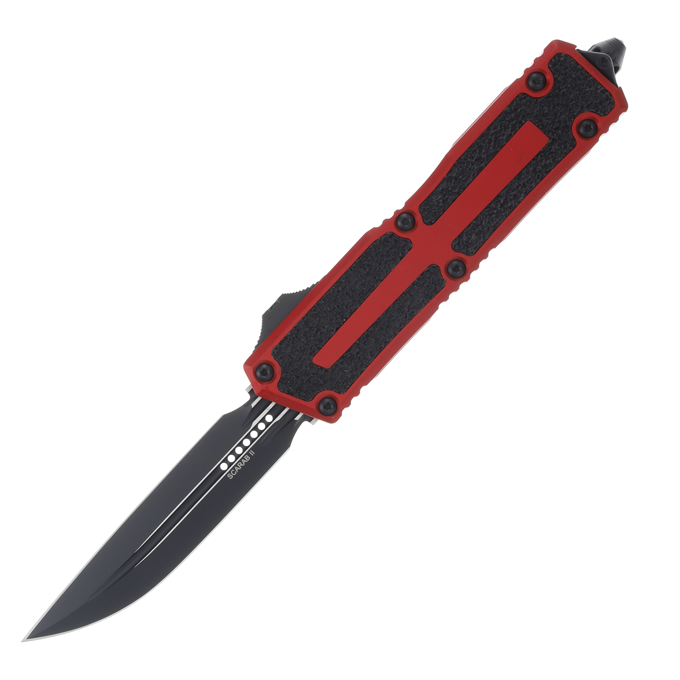 Microtech Scarab II D/E-S Gen III Auto OTF Red Knife Black 3.9in Drop Point AUMT11801RD View 1