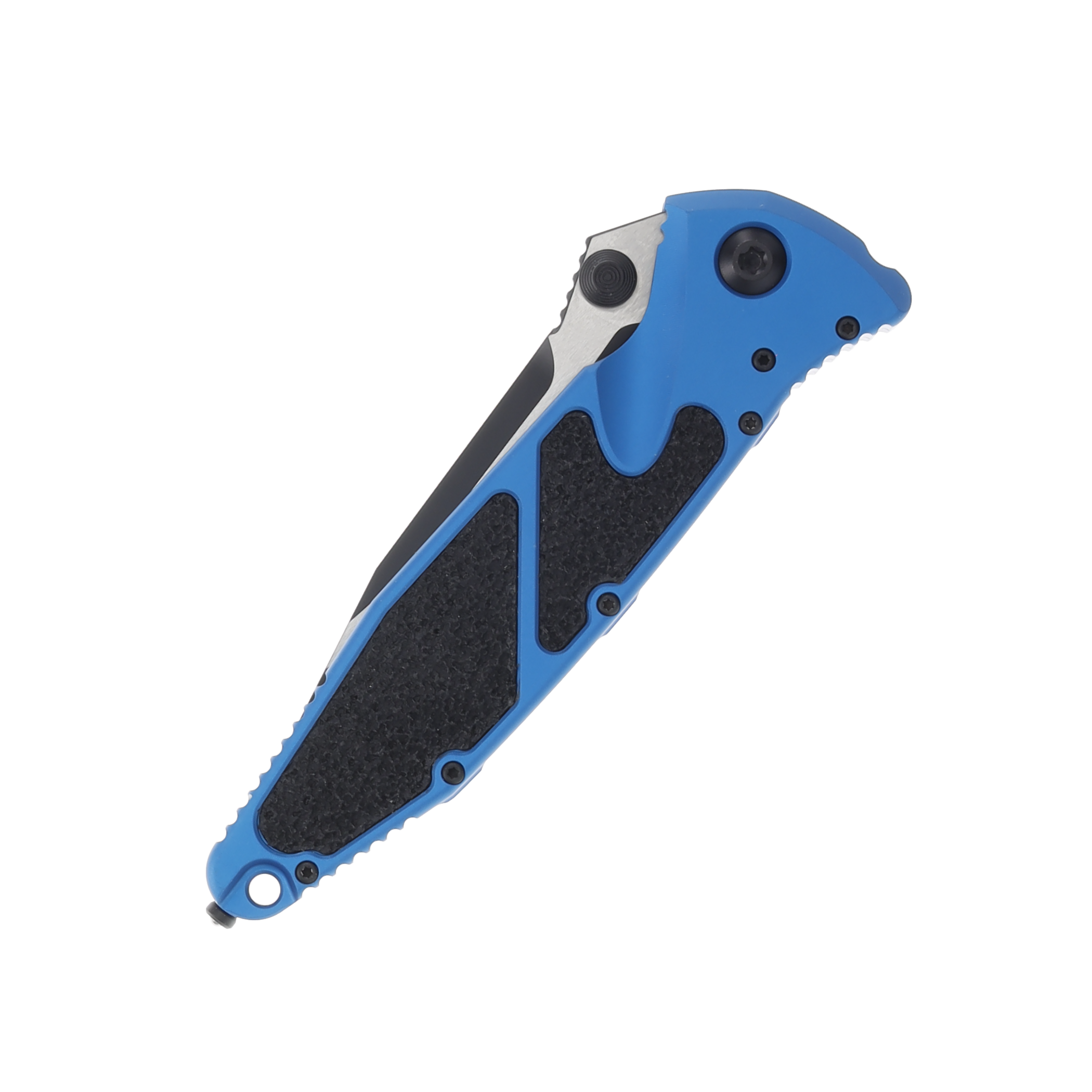 Microtech Socom Elite Folding Knife Blue 4.0in Black Plain Clip Point MT1601BL View 5