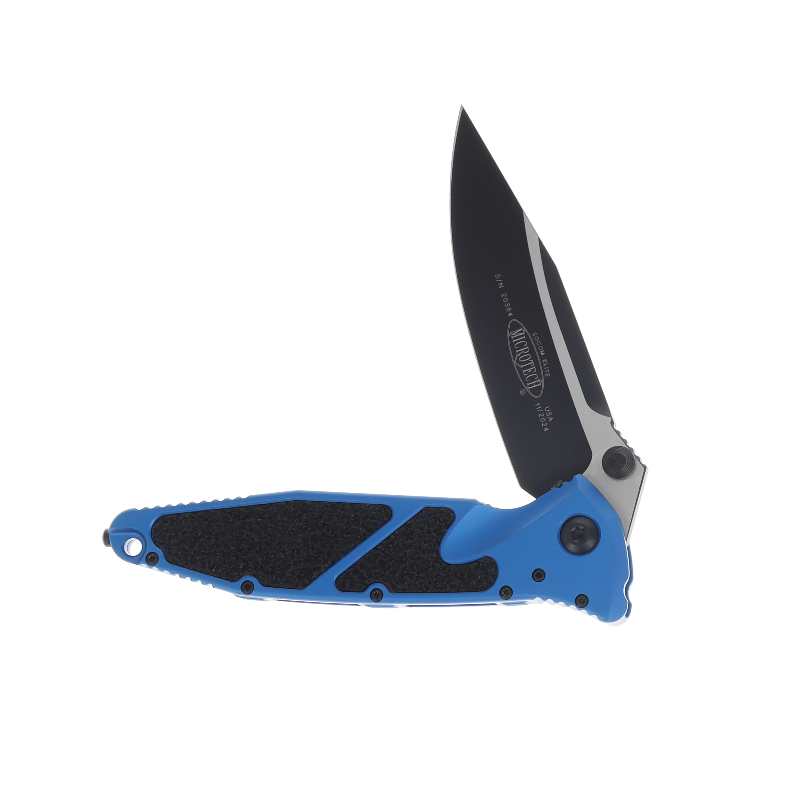 Microtech Socom Elite Folding Knife Blue 4.0in Black Plain Clip Point MT1601BL View 3
