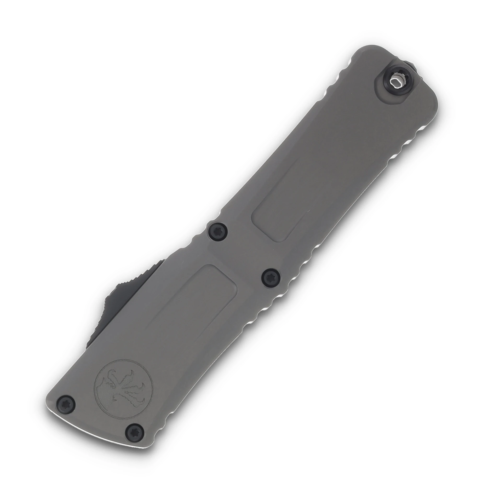 Microtech Knives OTF Combat Troodon Gen III Natural Clear 4.0in Black Part Serr Tanto AUMT11442NC View 3
