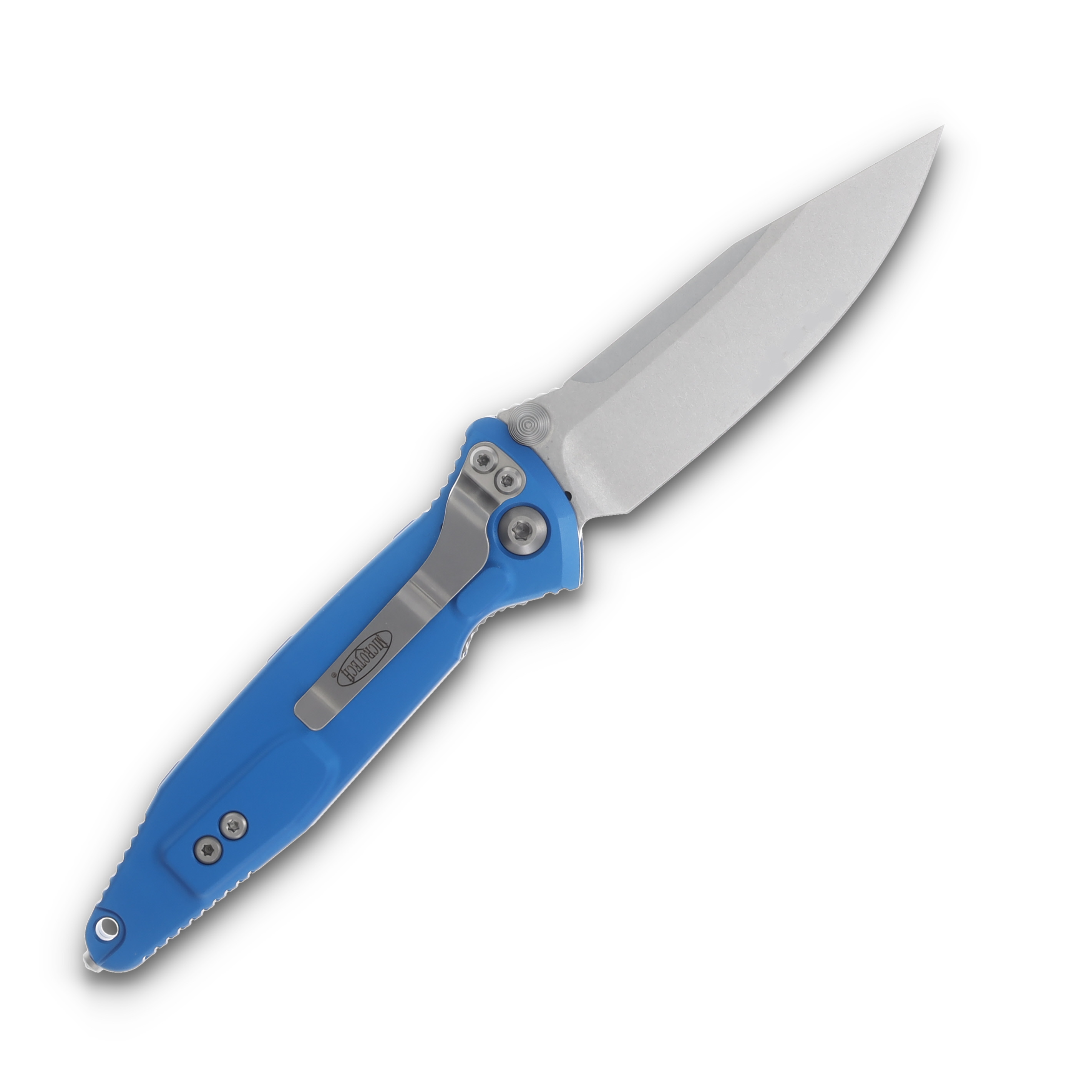 Microtech Socom Elite Folding Knife Blue 4.0in Stonewash Clip Point MT16010BL View 2