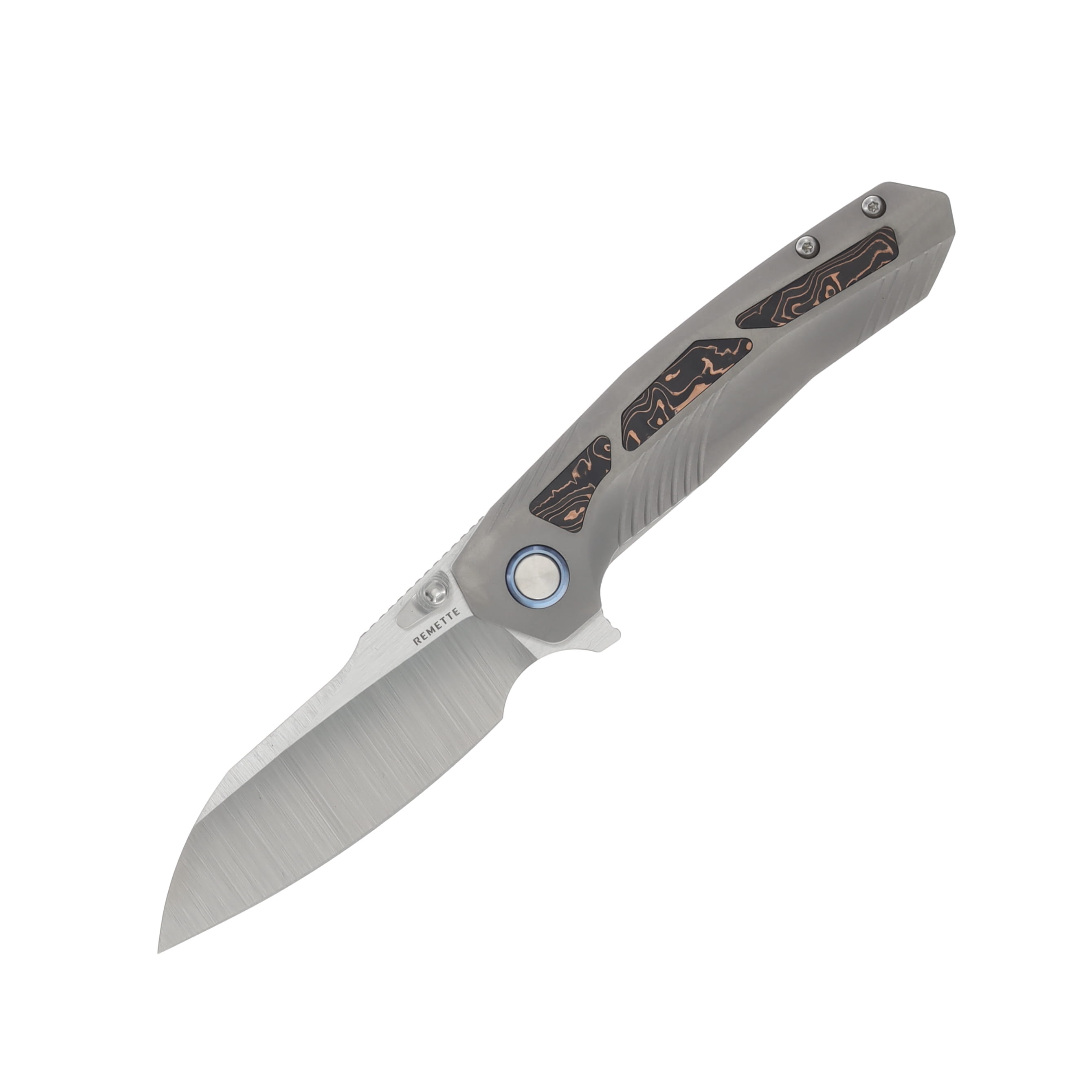 Remette RT-Kestrel Folding Knife Titanium-Carbon Fiber 2.83in Plain Satin Blade RTPO-C View 1