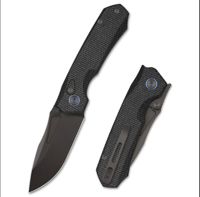 Remette Knives Button Lock Folding Knife 3.15in Plain Black Drop Point MC319B View 1
