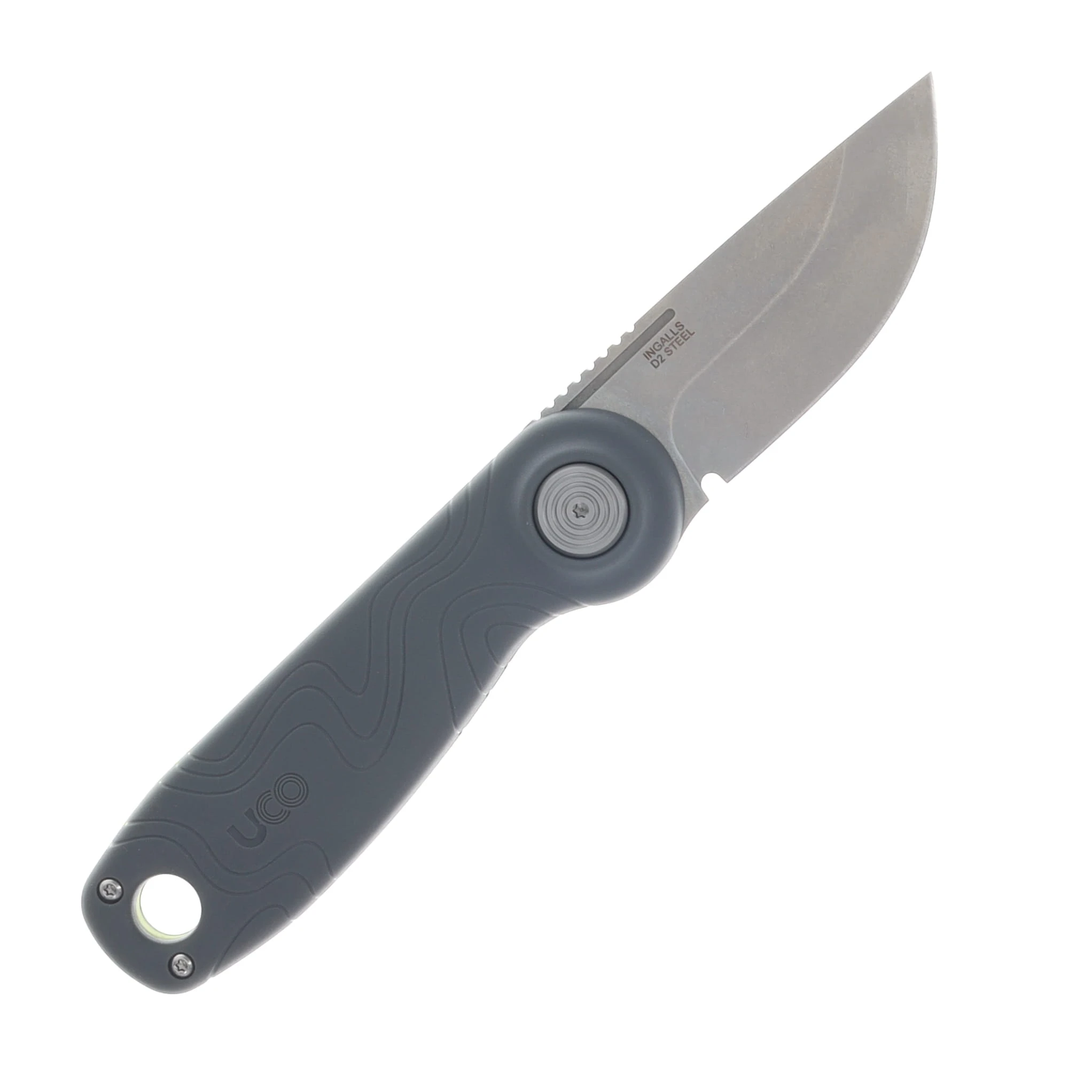 Uco Ingalls Folding Knife Coal 2.6in Plain Stonewash Straight Back Blade K-10500-COAL View 2