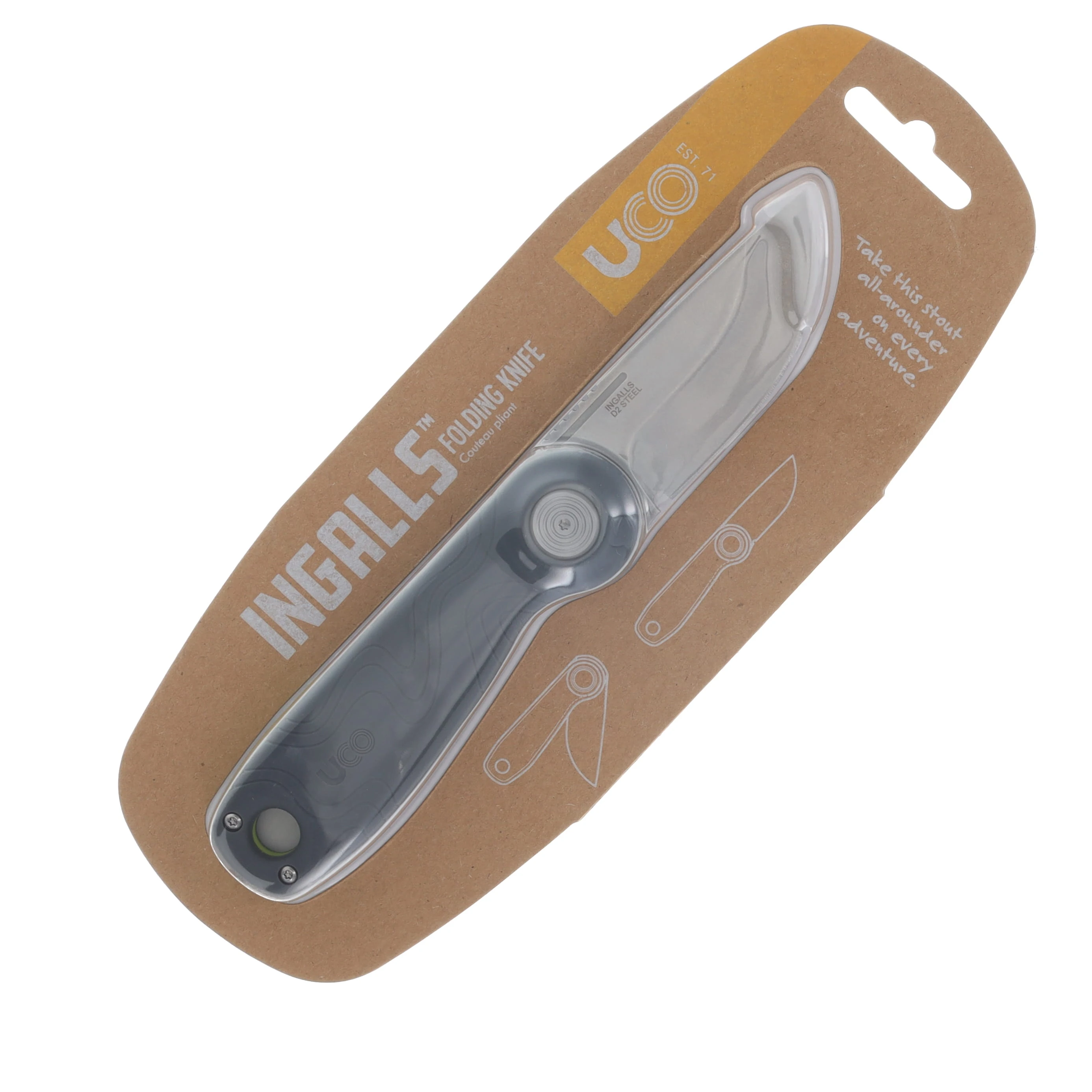 Uco Ingalls Folding Knife Coal 2.6in Plain Stonewash Straight Back Blade K-10500-COAL View 11