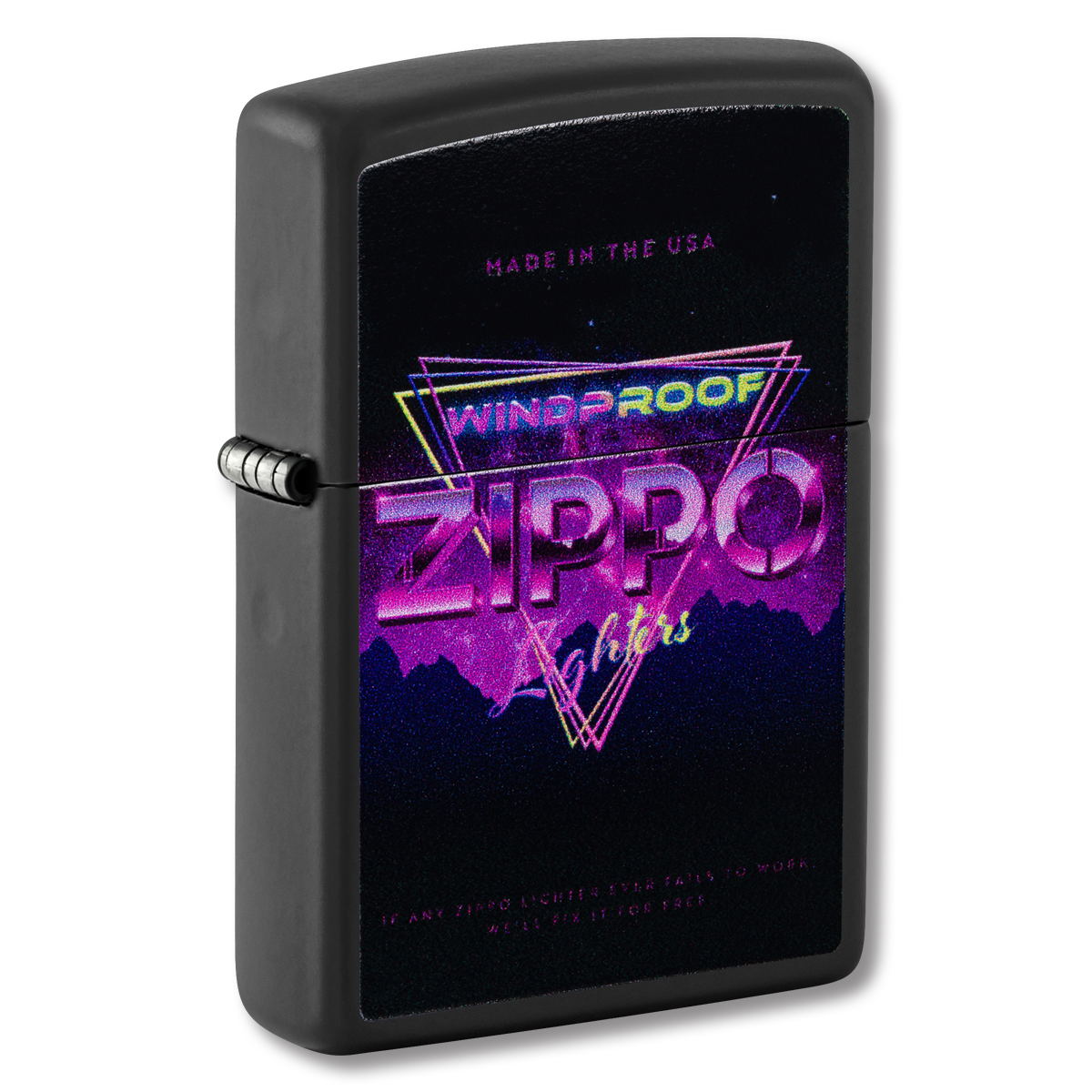 Zippo Lighter Neon Triangles Design Black Matte ZP46247 View 1