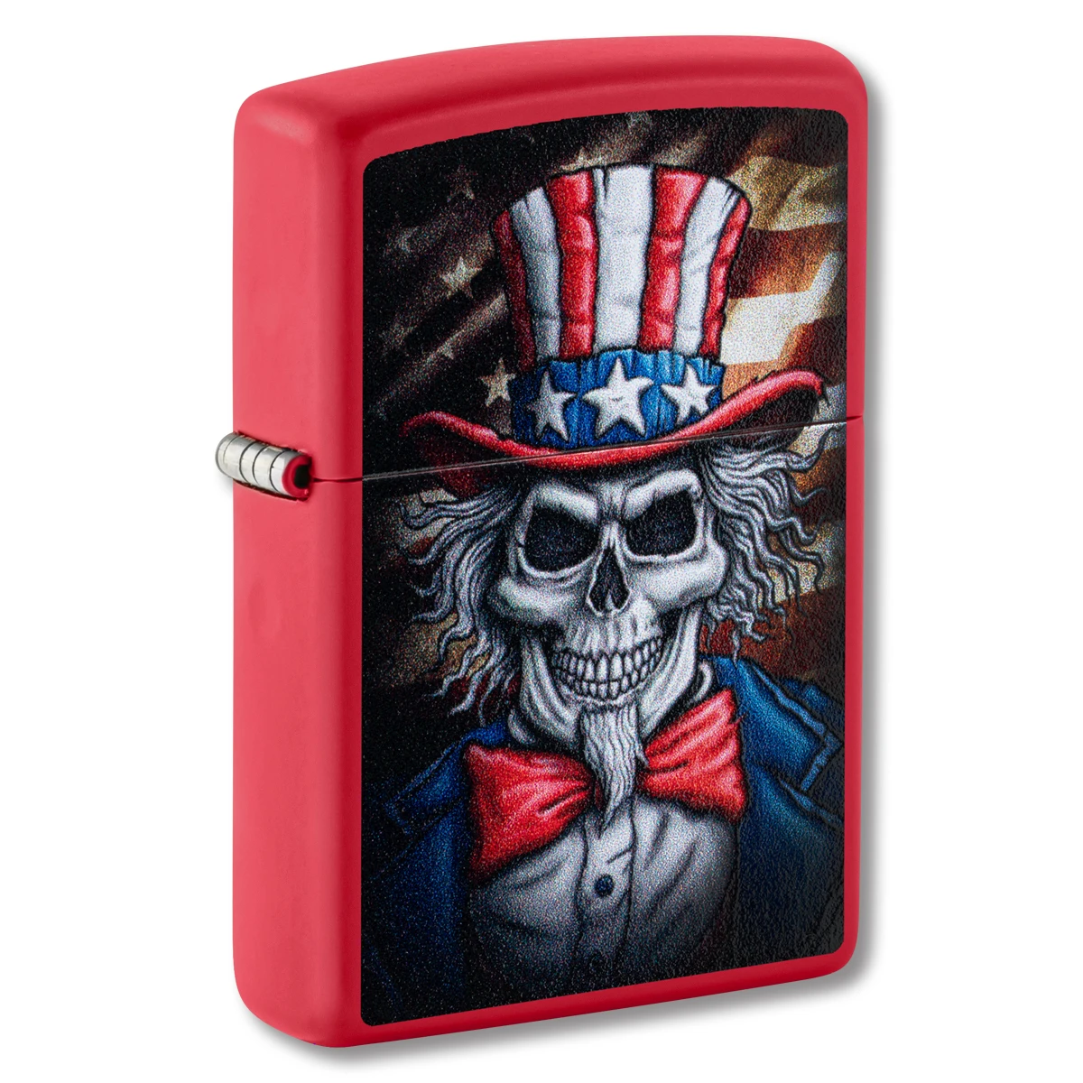 Zippo Lighter Americana Uncle Sam Skull Design Red Matte ZP46696 View 1