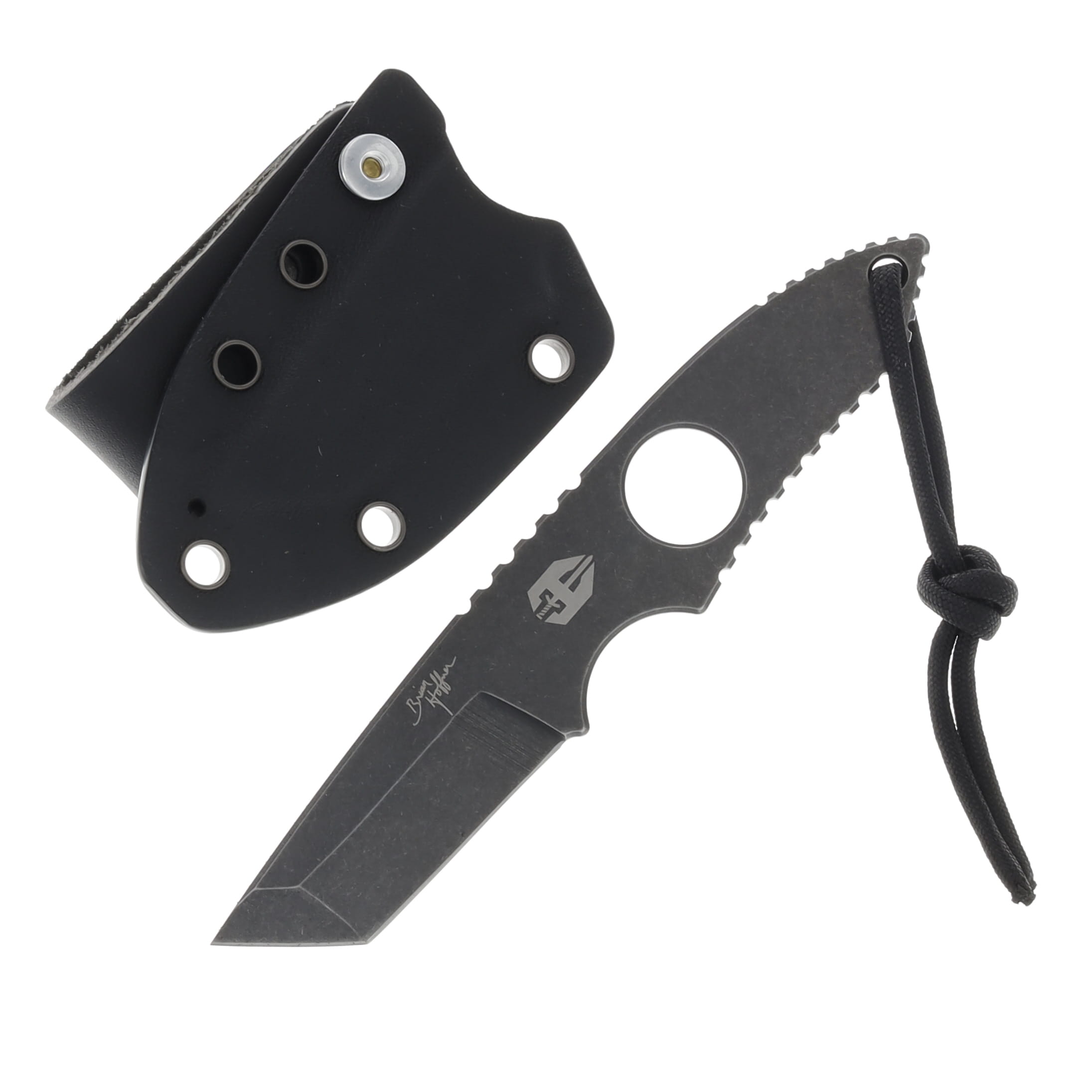 Hoffner Knives Bodyguard Fixed Belt Knife 2.5 Inch Plain Black Tanto NECK-ITP-TA View 1
