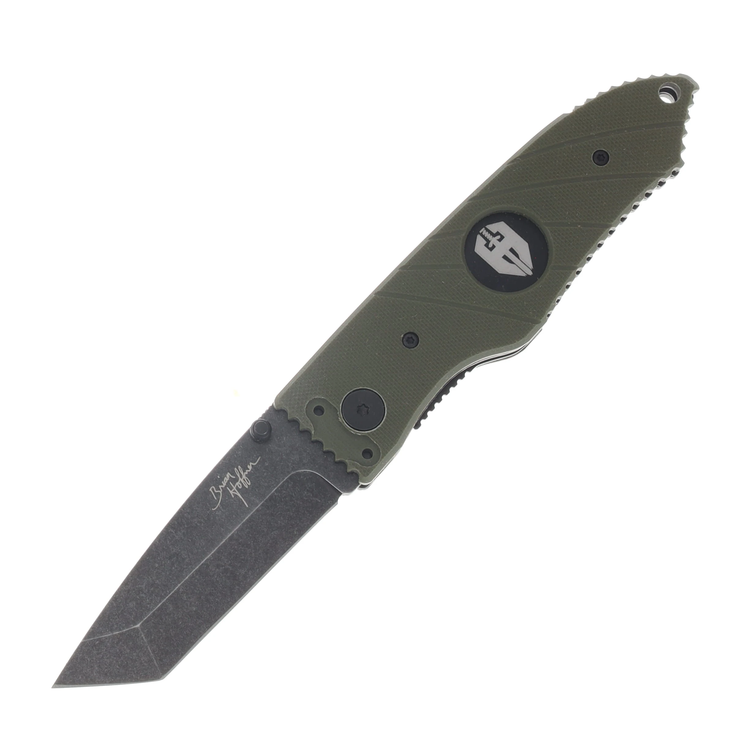 Hoffner Knives SNAP Flatline Olive 3.25in Plain Black Stonewash Tanto FK-S3TBS-FO View 1