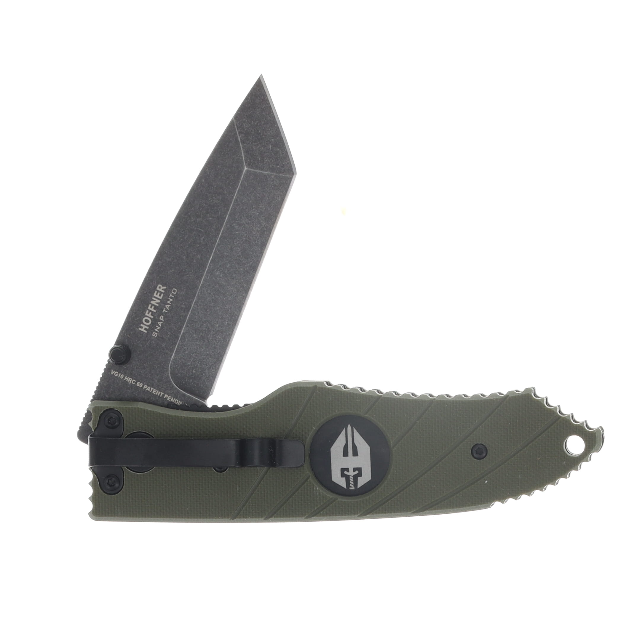 Hoffner Knives SNAP Flatline Olive 3.25in Plain Black Stonewash Tanto FK-S3TBS-FO View 3