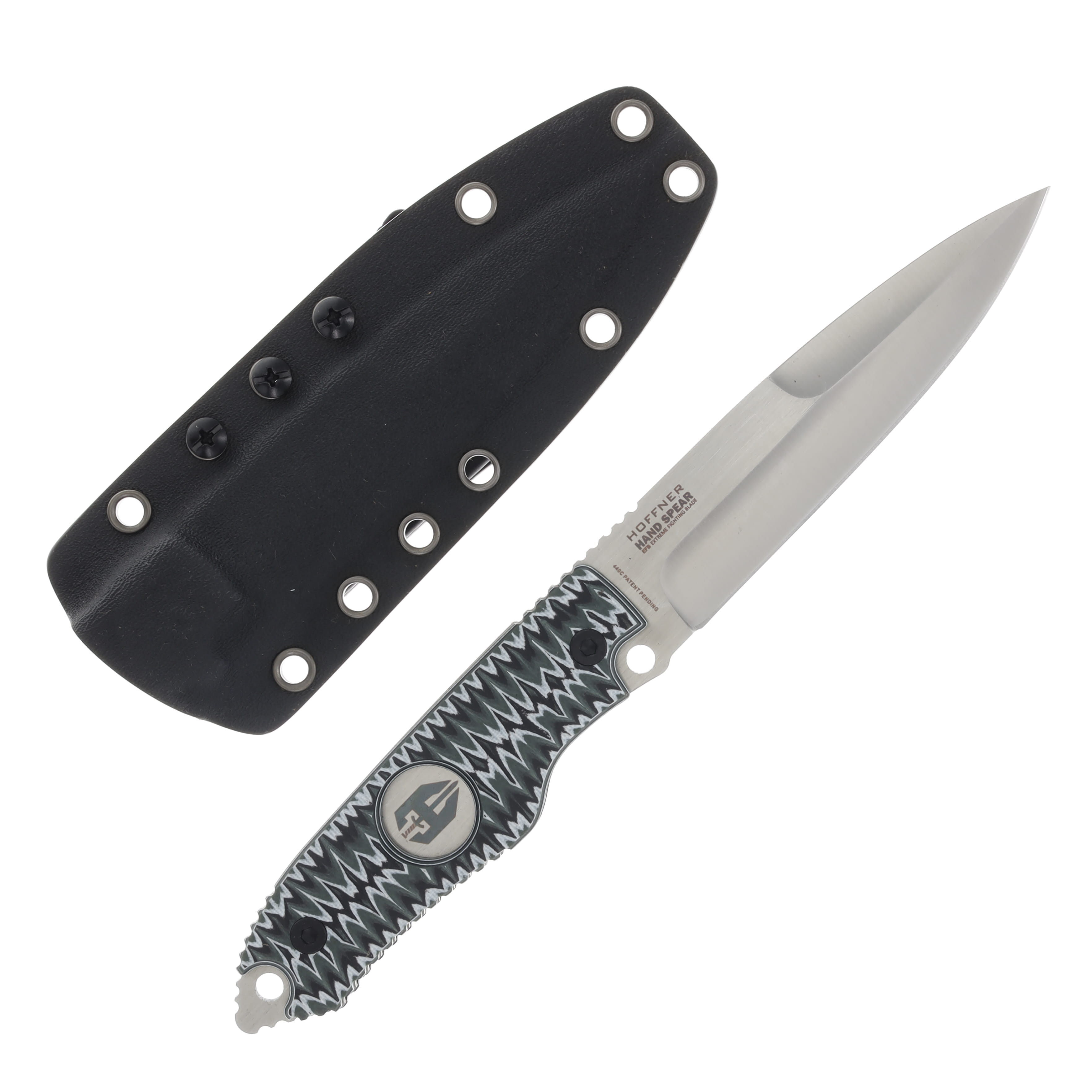 Hoffner Knives Hand Spear Chiseled Dark Ops 5in Plain Silver Spear Point HS-S5SBS-CDO View 1