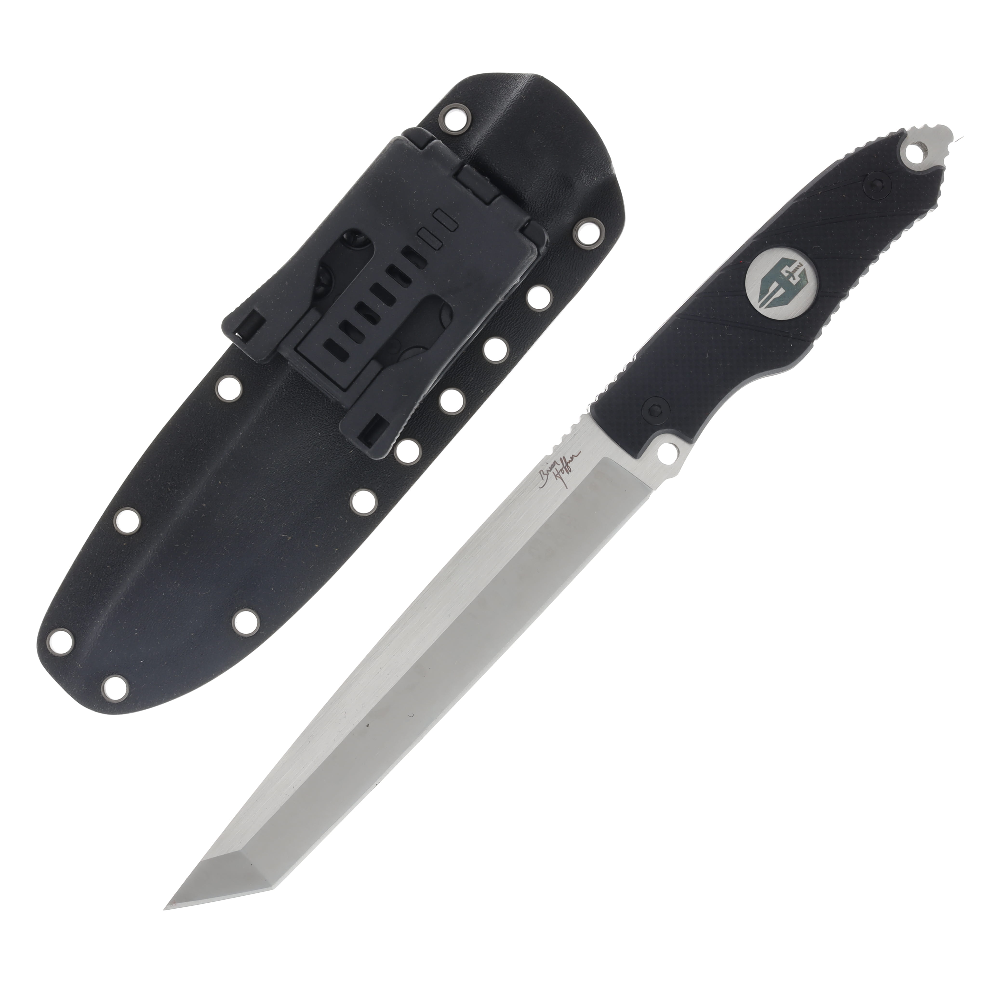 Hoffner Knives Beast Fixed Blade Knife Flatline 7in Plain Silver Tanto BE-T7SBS-FB View 3