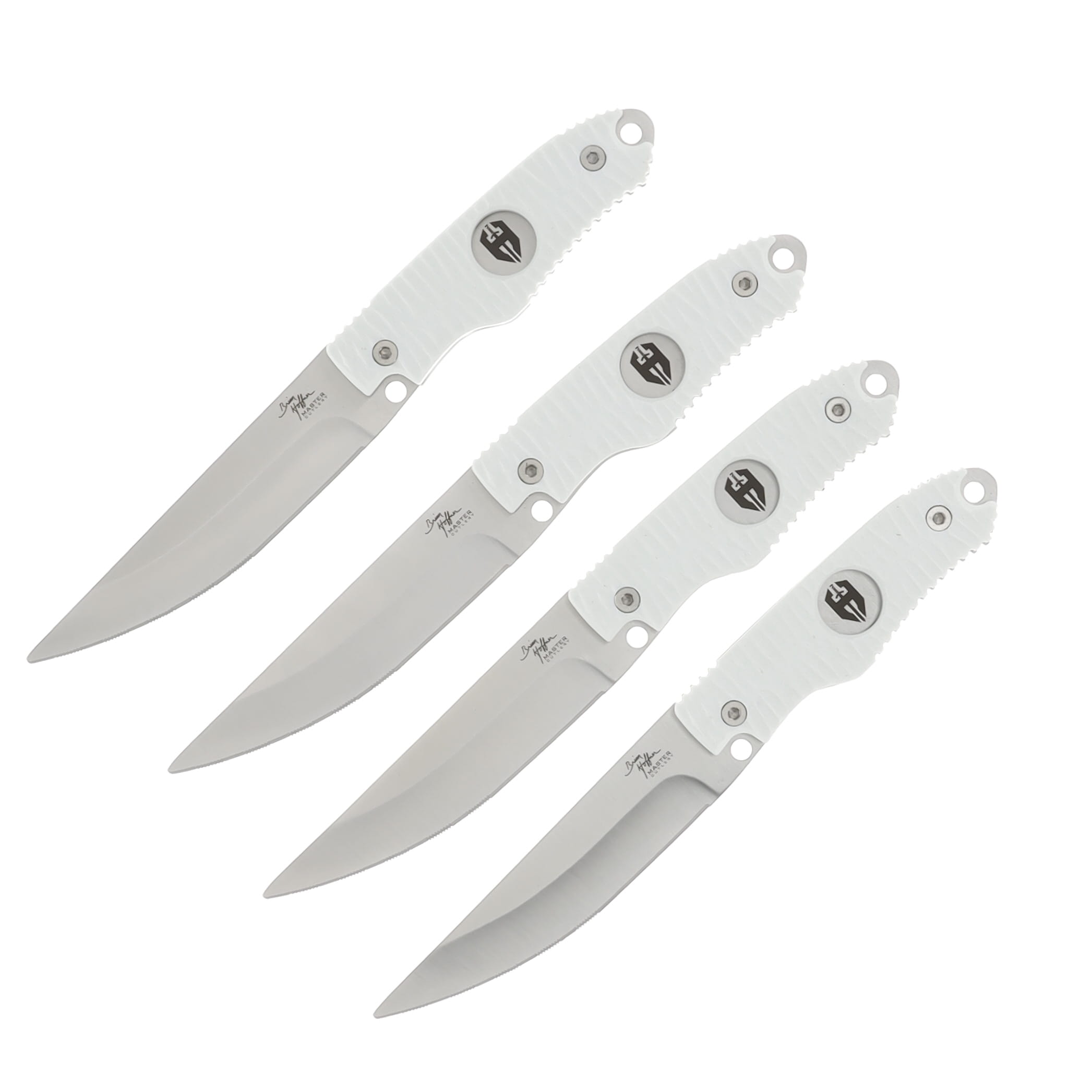 Hoffner Knives Steakmaster Set 4- Chiseled White Grip, Smooth/Micro Stainless C-STEAK4-S5-MS-CWH View 1