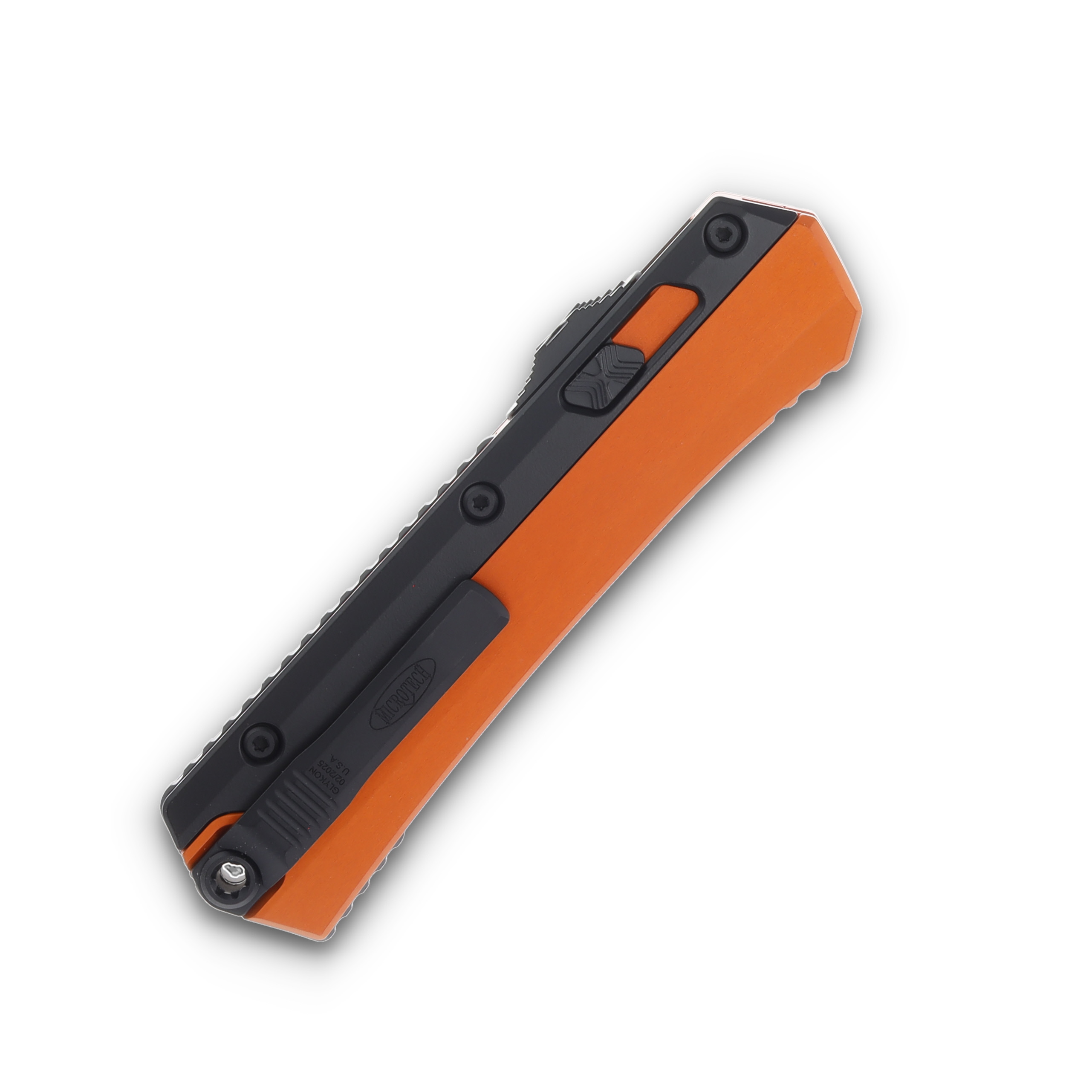 Microtech Glykon Auto OTF Orange Knife 3.75in Black Double Edge Bayonet Blade AUMT1841OR View 2
