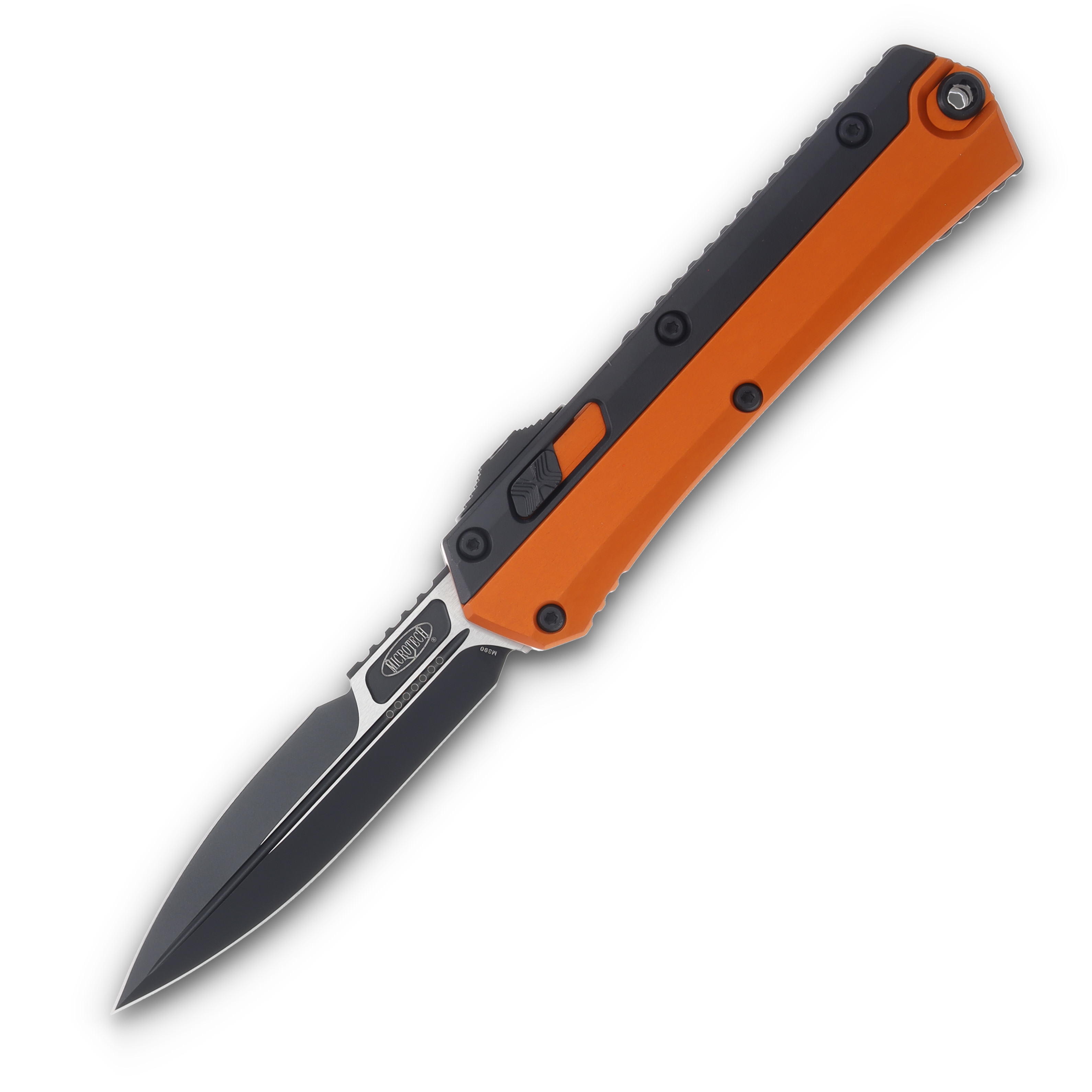 Microtech Glykon Auto OTF Orange Knife 3.75in Black Double Edge Bayonet Blade AUMT1841OR View 1