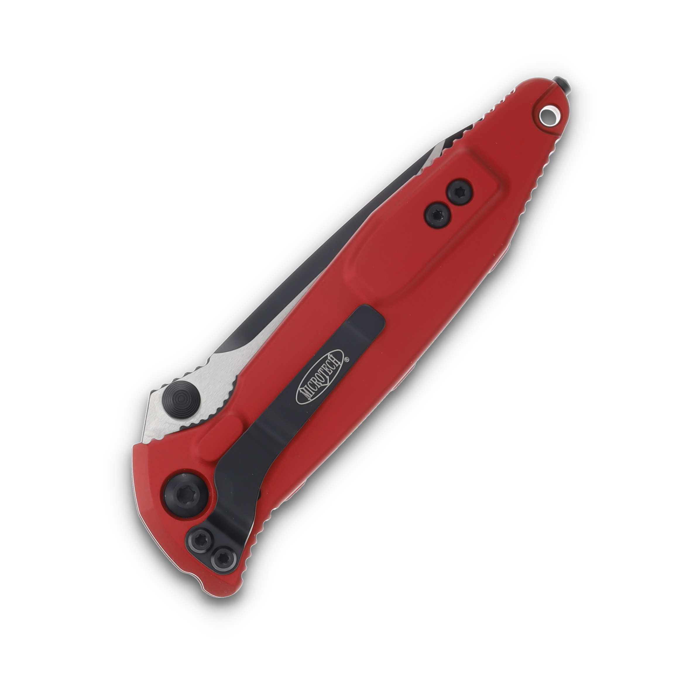 Microtech Socom Elite Folding Knife Red 4.0in Black Tanto Plain Edge MT1611RD View 3
