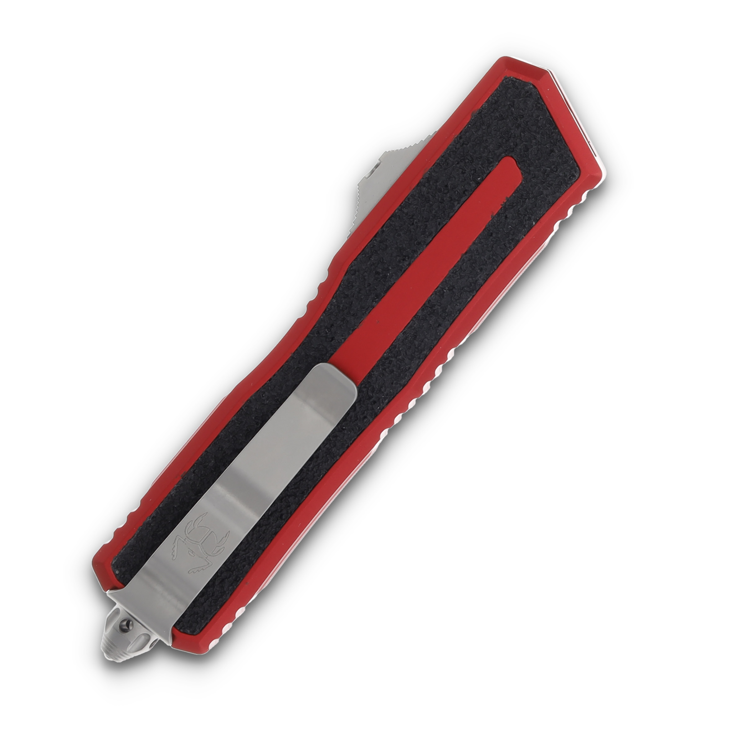 Microtech Scarab II Gen III Auto OTF Red Knife 3.9in Stonewash Drop Point AUMT127810RD View 2