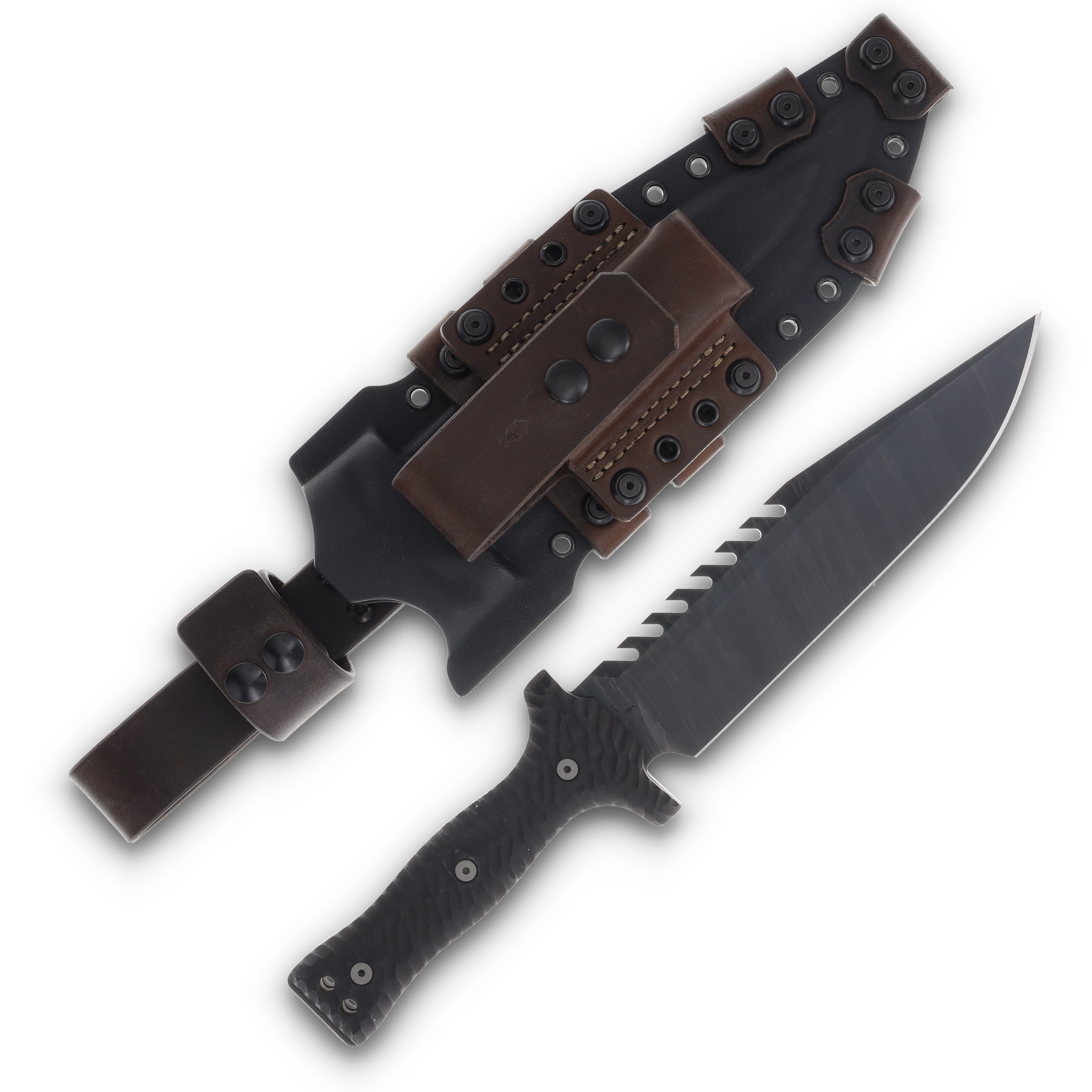 Miller Bros Blades M-22 Sawback Bowie Knife 8.75 Inch Plain Clip Point M-22BSBH View 1