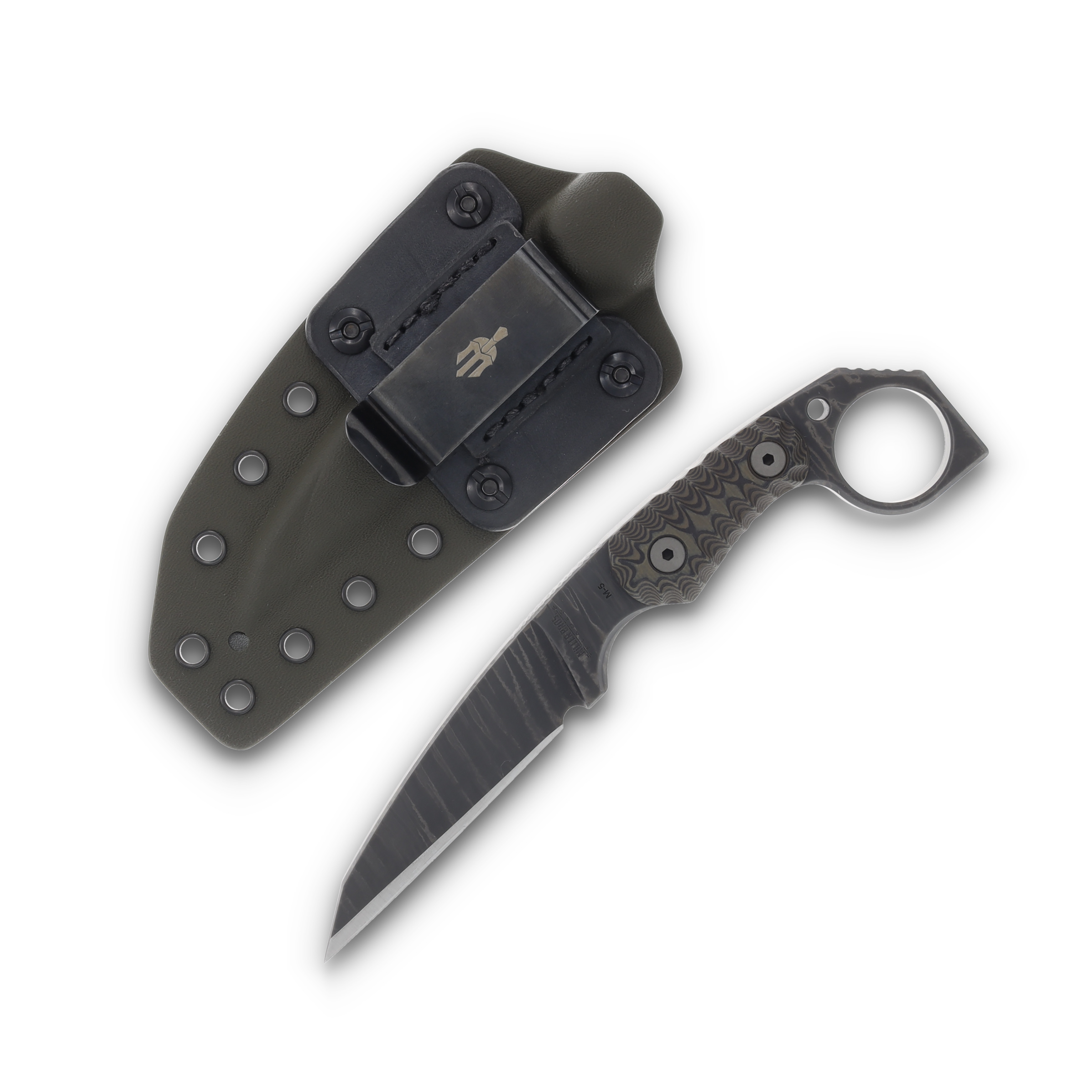 Miller Bros Small Fixed Blade with Ring on Pommel Black Sheath Black G-10 Handle M-5BSBH View 2
