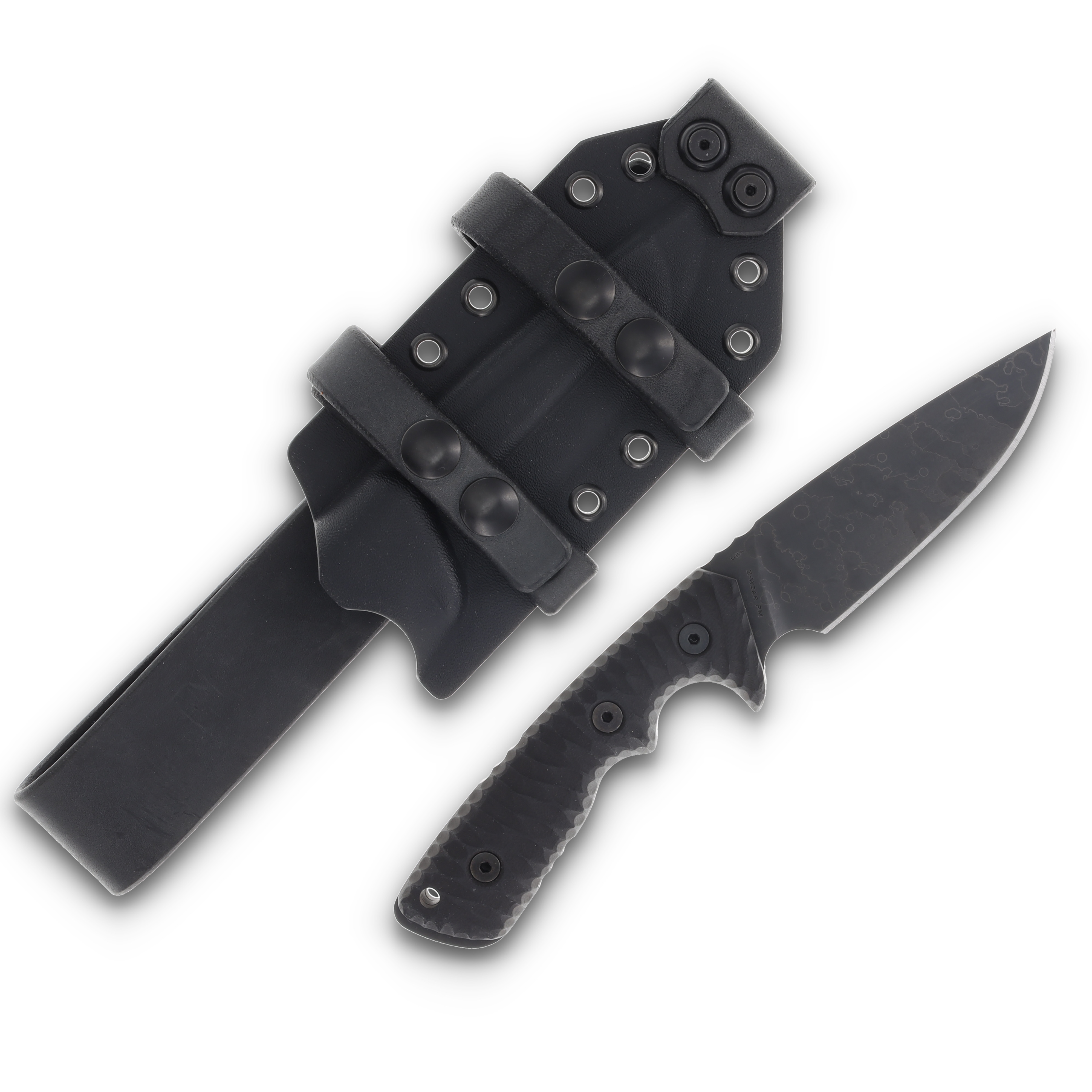 Miller Bros Fixed Blade  Black Sheath Black and Gray G-10 Handle M-27BSBGH View 1