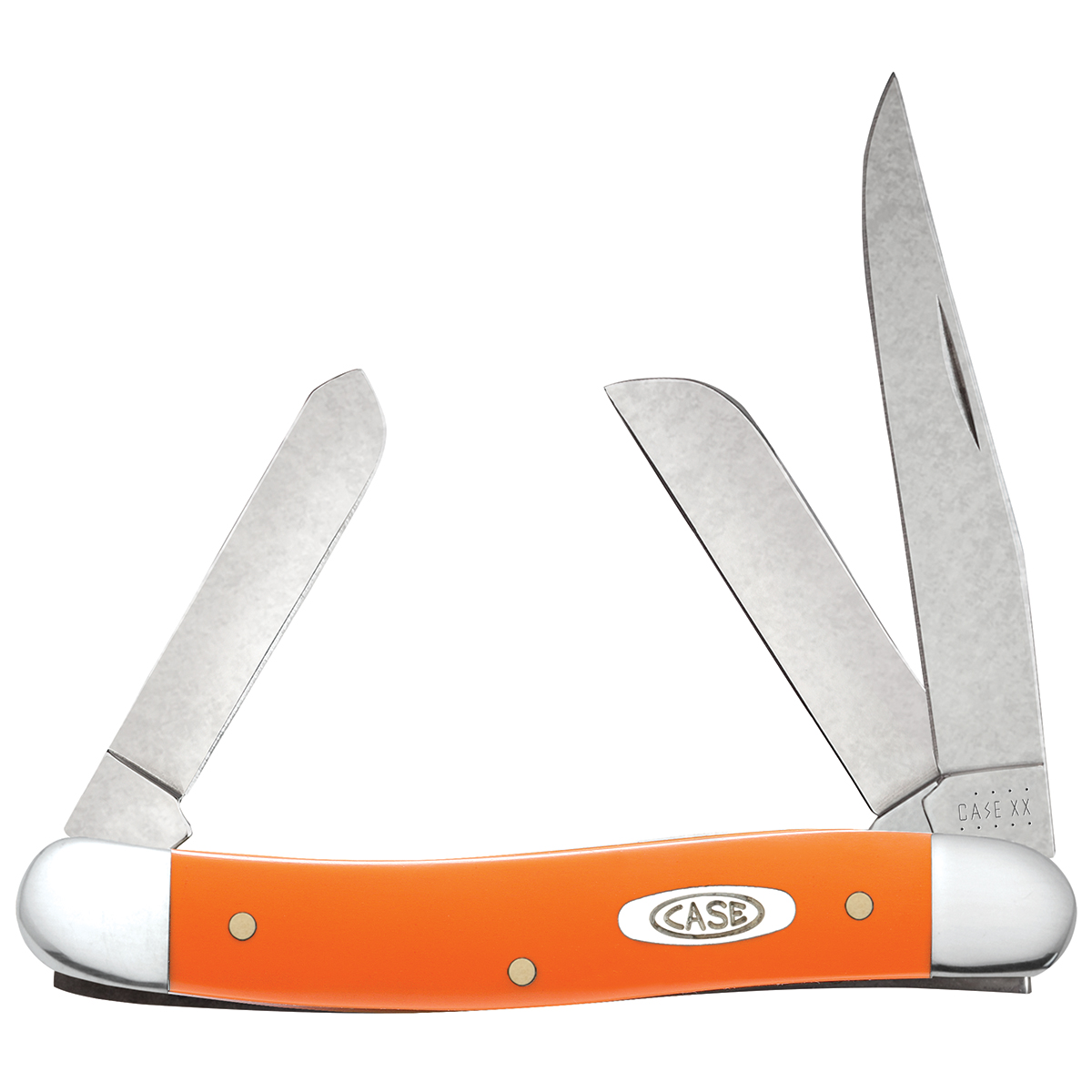 Case Smooth Orange Synthetic Medium Stockman Folding Knife CA80509 View 1