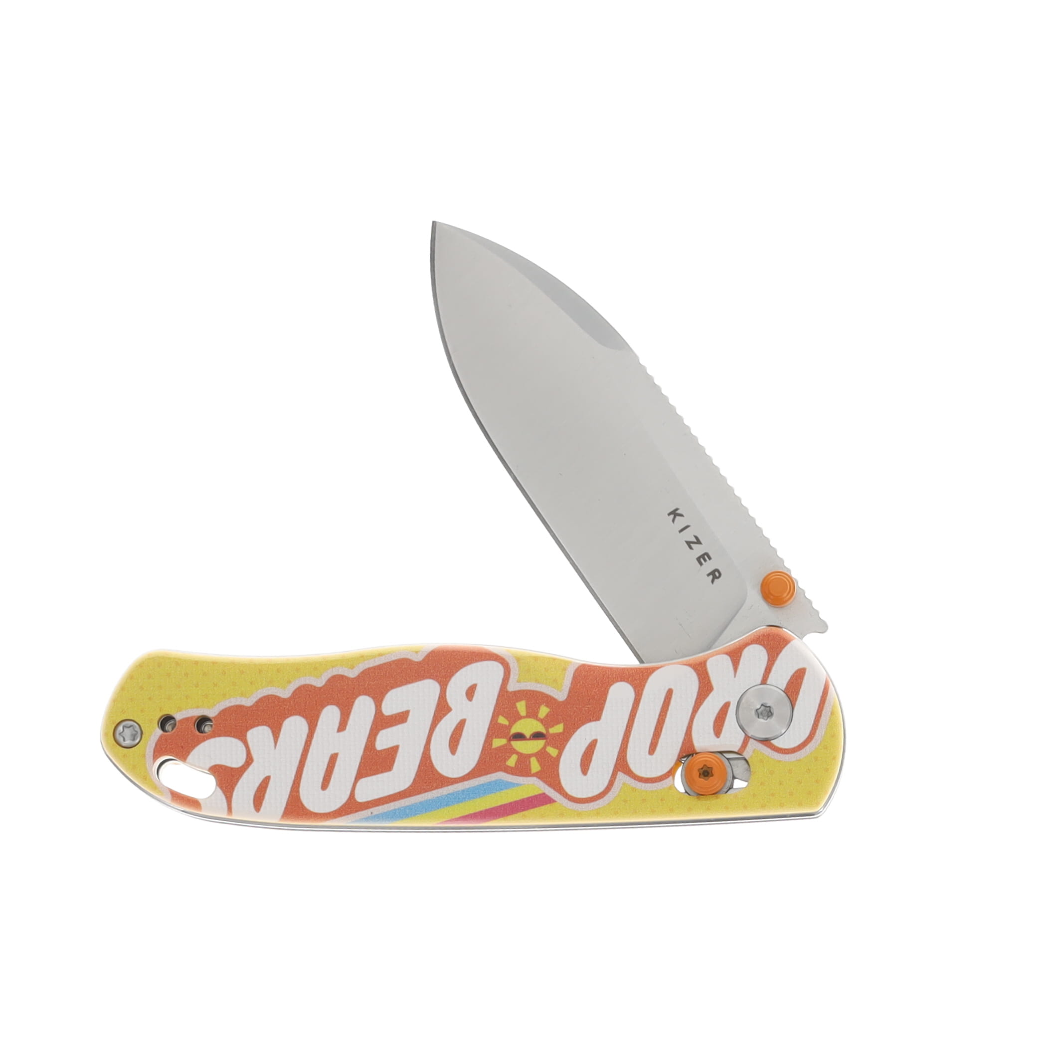 Kizer SMKW Exclusive Drop Bear Folding Knife Sunny Yellow G-10 V3619E7 View 3