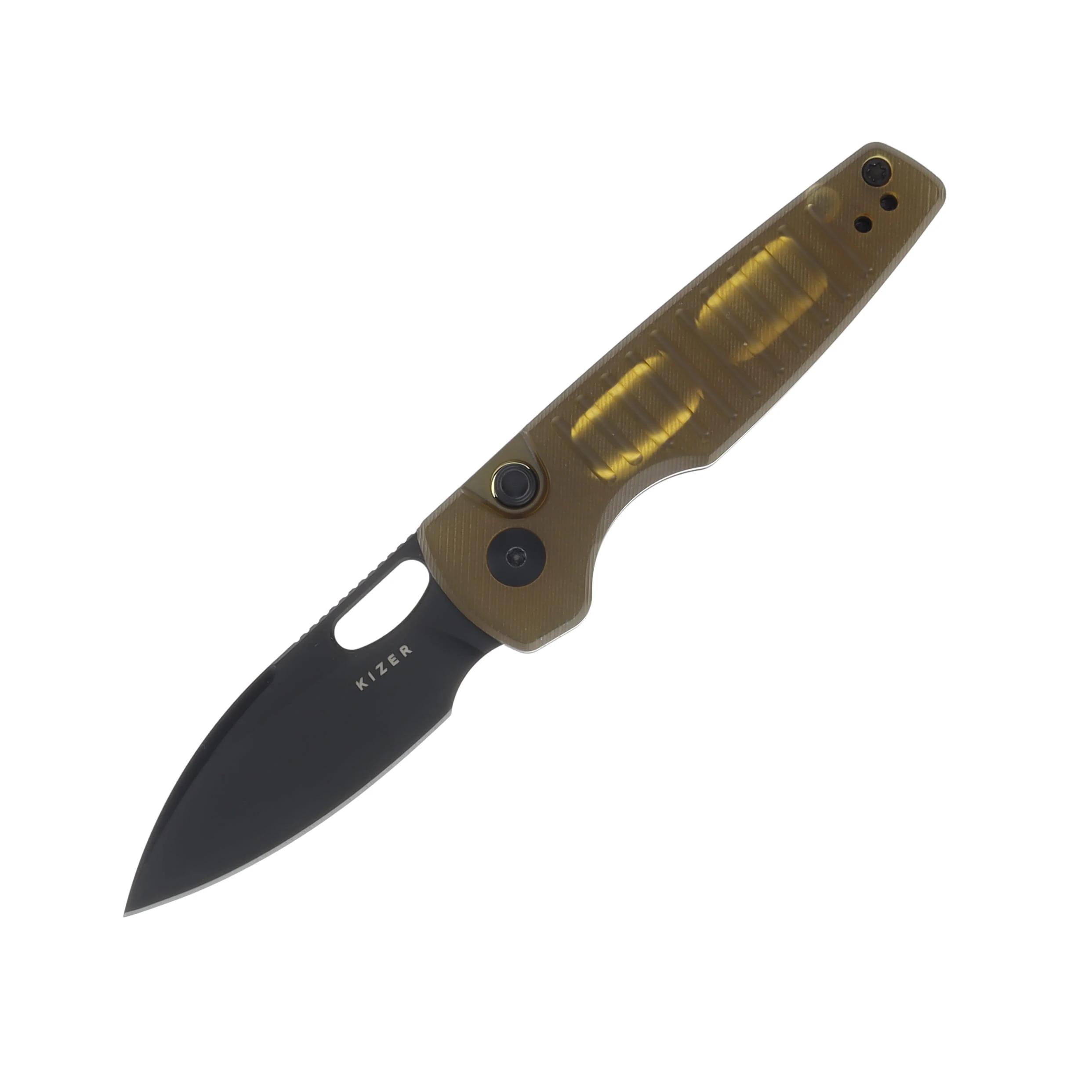 Kizer Parakeet Folding Knife Olive 2.4 Inch Plain Black Drop Point V2706A1 View 1