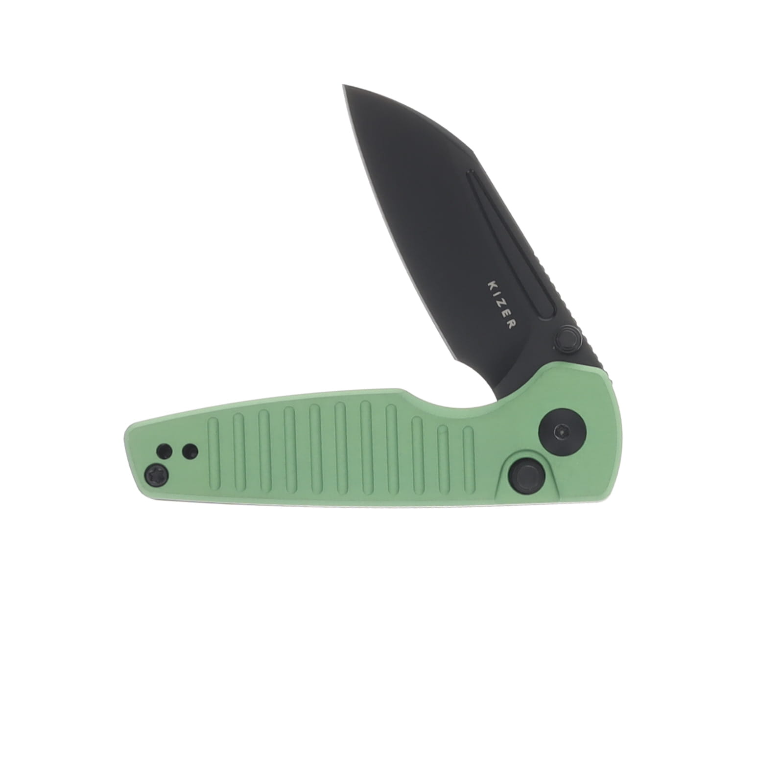 Kizer Parakeet Green 2.4 Inch Plain Black Modified Clip Point V2706A5 View 3