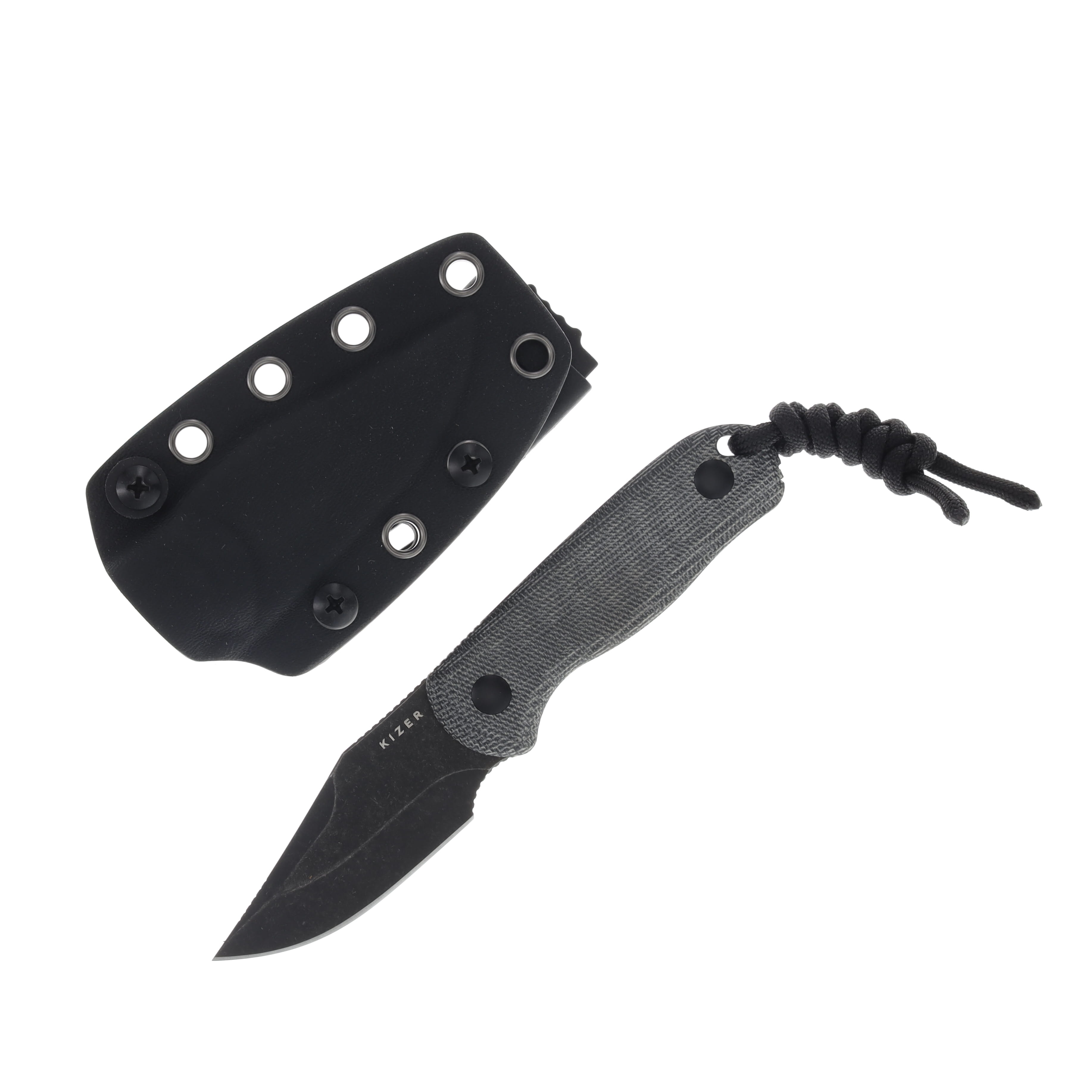 Kizer Drop Bear Fixed Blade Knife Gray 2.55in Plain Black Clip Point 1092A1 View 1