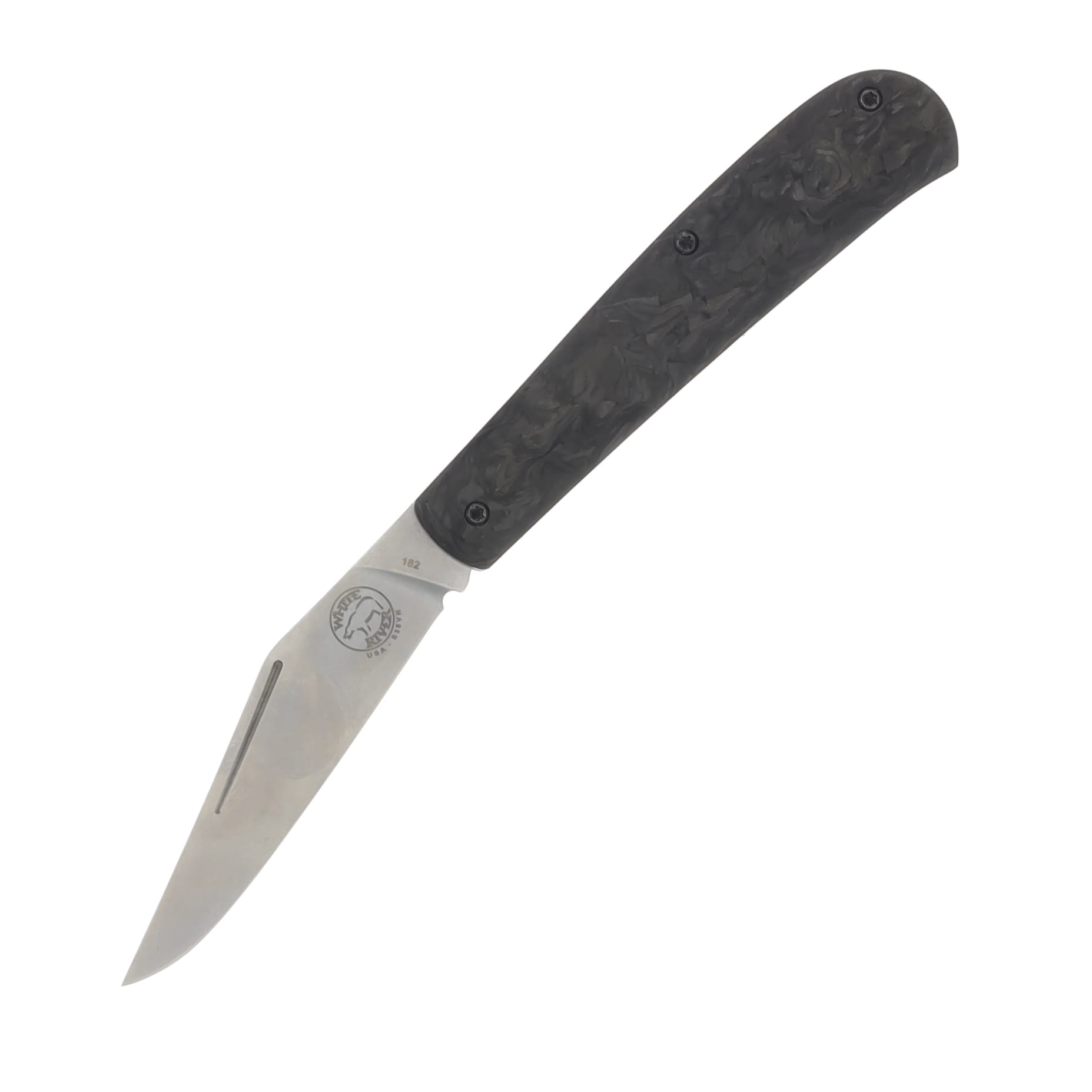 White River Trailhead Trapper Folding Knife Satin S35VN/Carbon Fiber and Burlwood WRTHT-CFB View 1