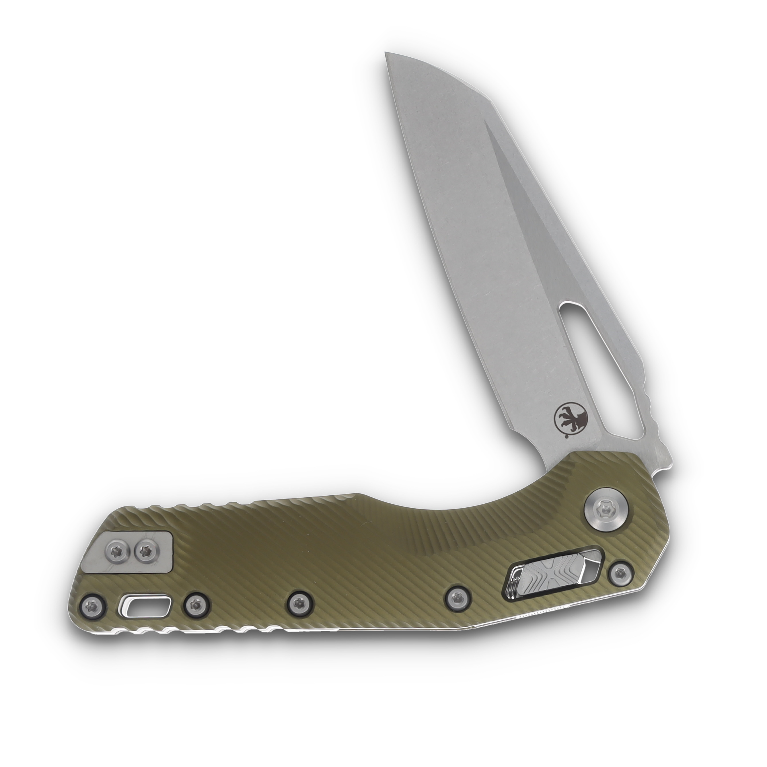 Microtech MSI Ram-Lok Fluted OD Green 3.88in Stonewash Sheepsfoot Blade MT21010FLOD View 2