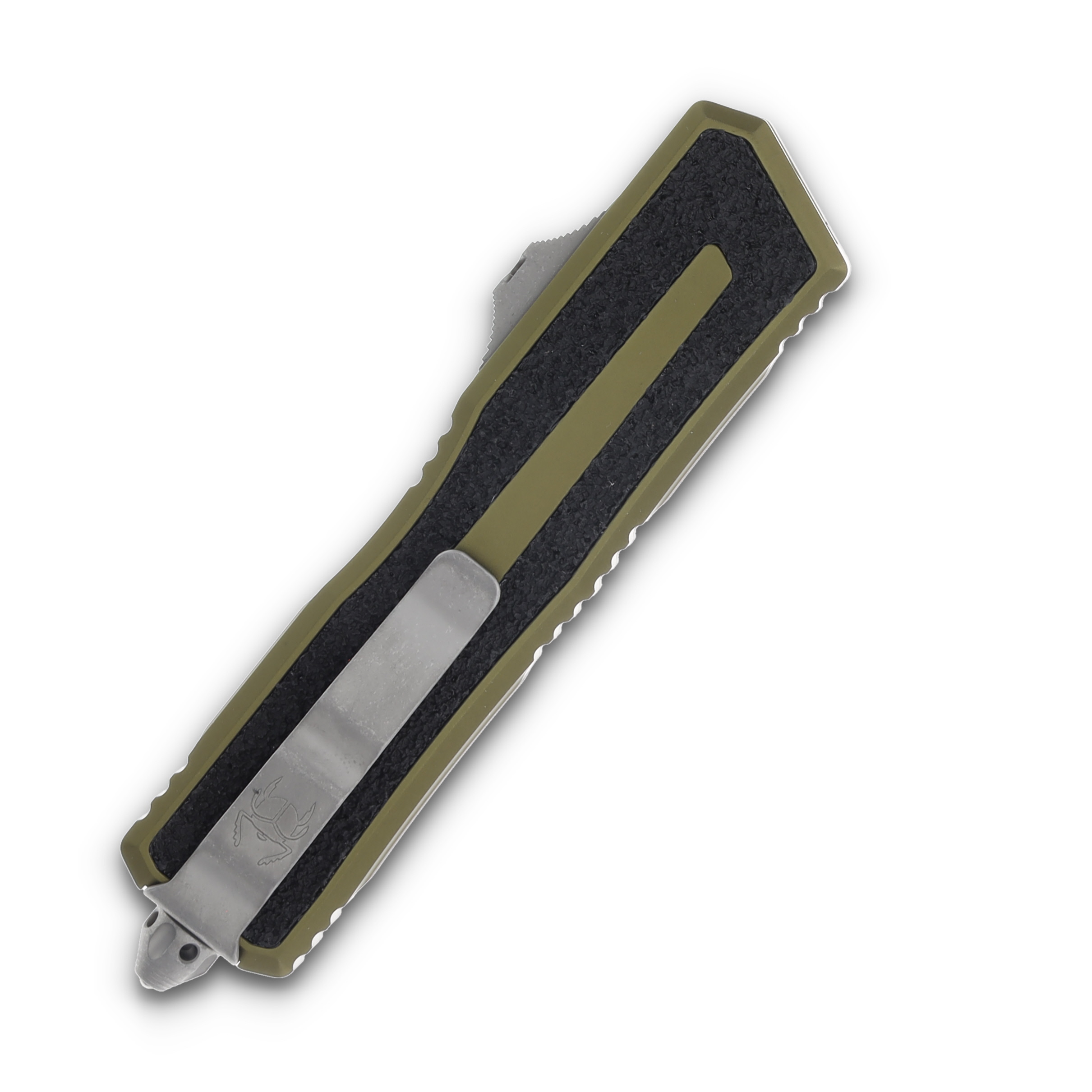 Microtech Scarab II Gen III OTF Knife OD Green 3.88in Apocalyptic Tanto AUMT127910APOD View 2