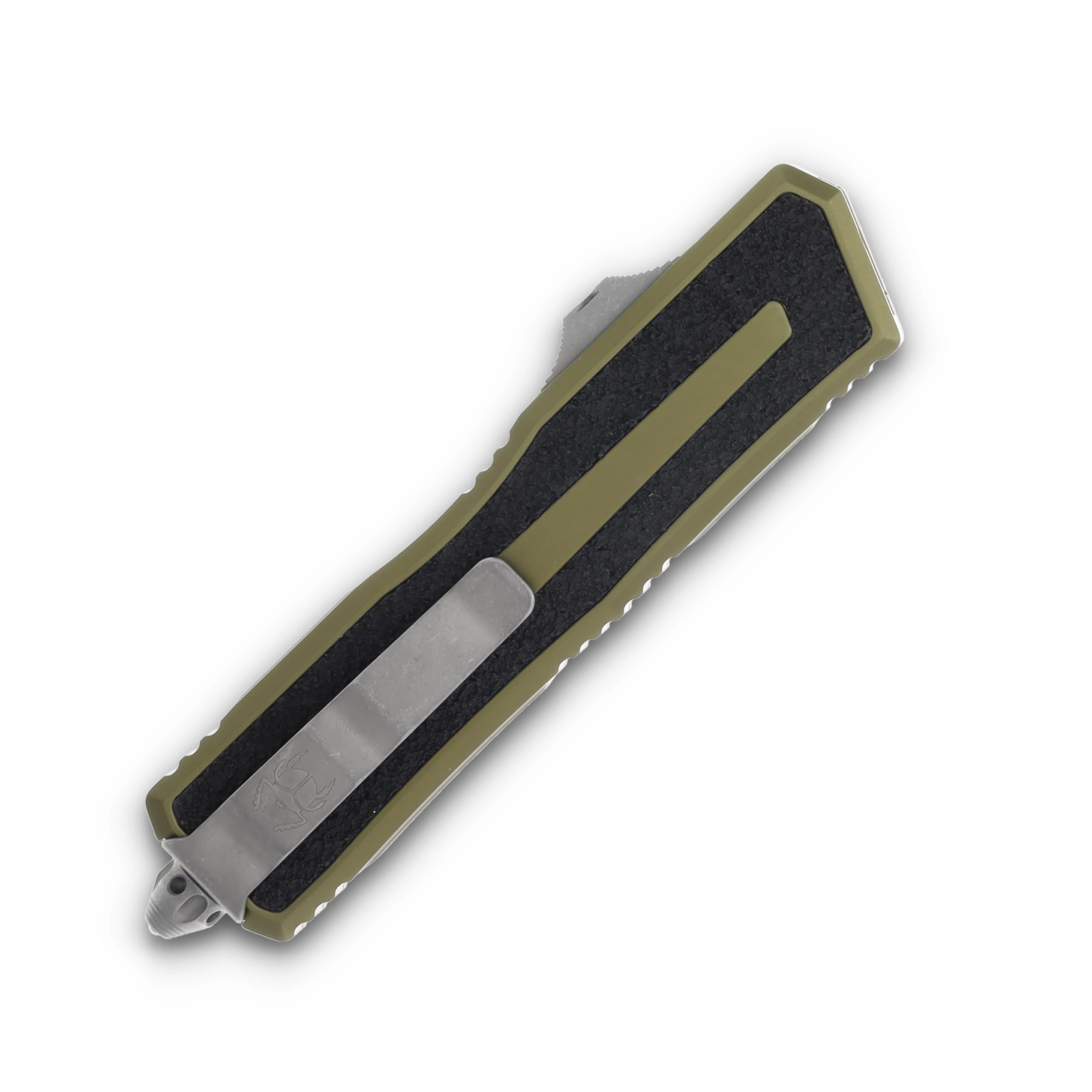 Microtech Scarab II Gen III OTF Knife OD Green 3.88in Part Serr Apoc Tanto AUMT127911APOD View 2