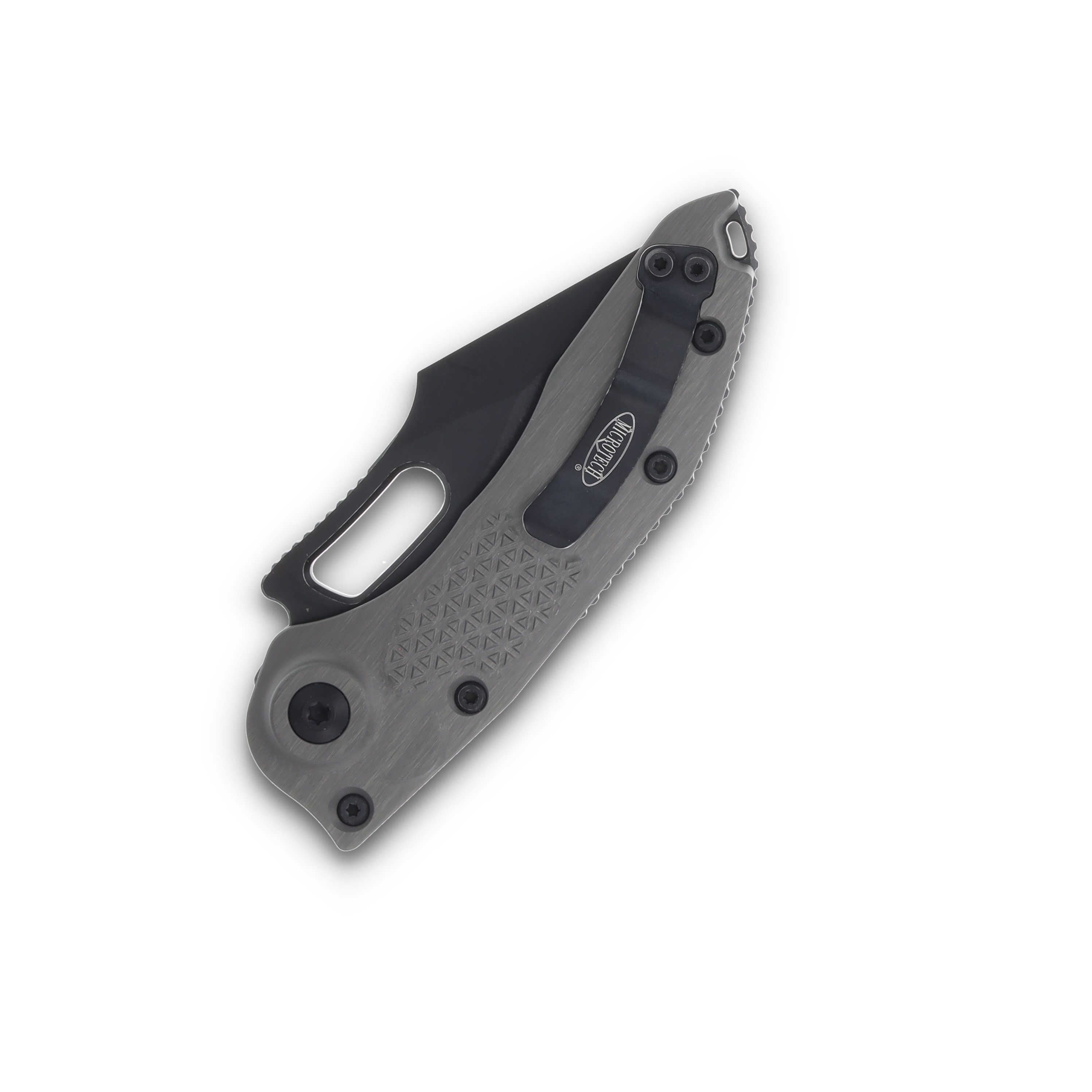 Microtech Stitch Auto Knife Natural Al 3.75in Full Serr Black Apoc Spear Point AUMT1693APNC View 2