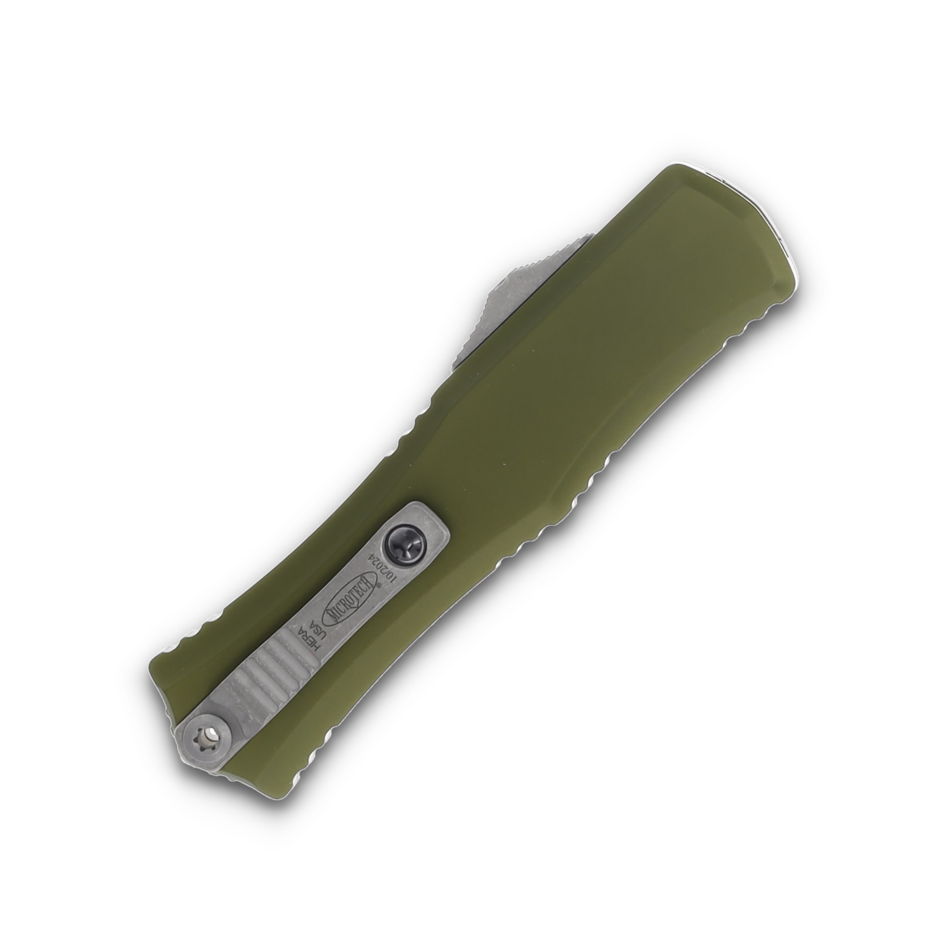 Microtech Hera II Mini Bayonet OTF Auto Knife OD Green 3in Part Serr Apoc Blade AUMT1701M11APOD View 2