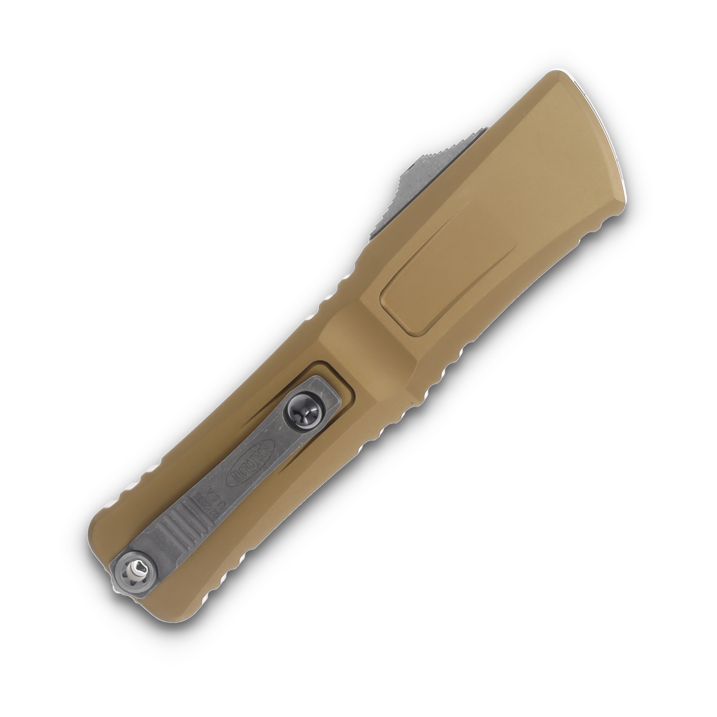 Microtech Combat Troodon Gen III D/E OTF Tan 4.0in Apoc Part Serrated Dagger AUMT114211APTA View 2