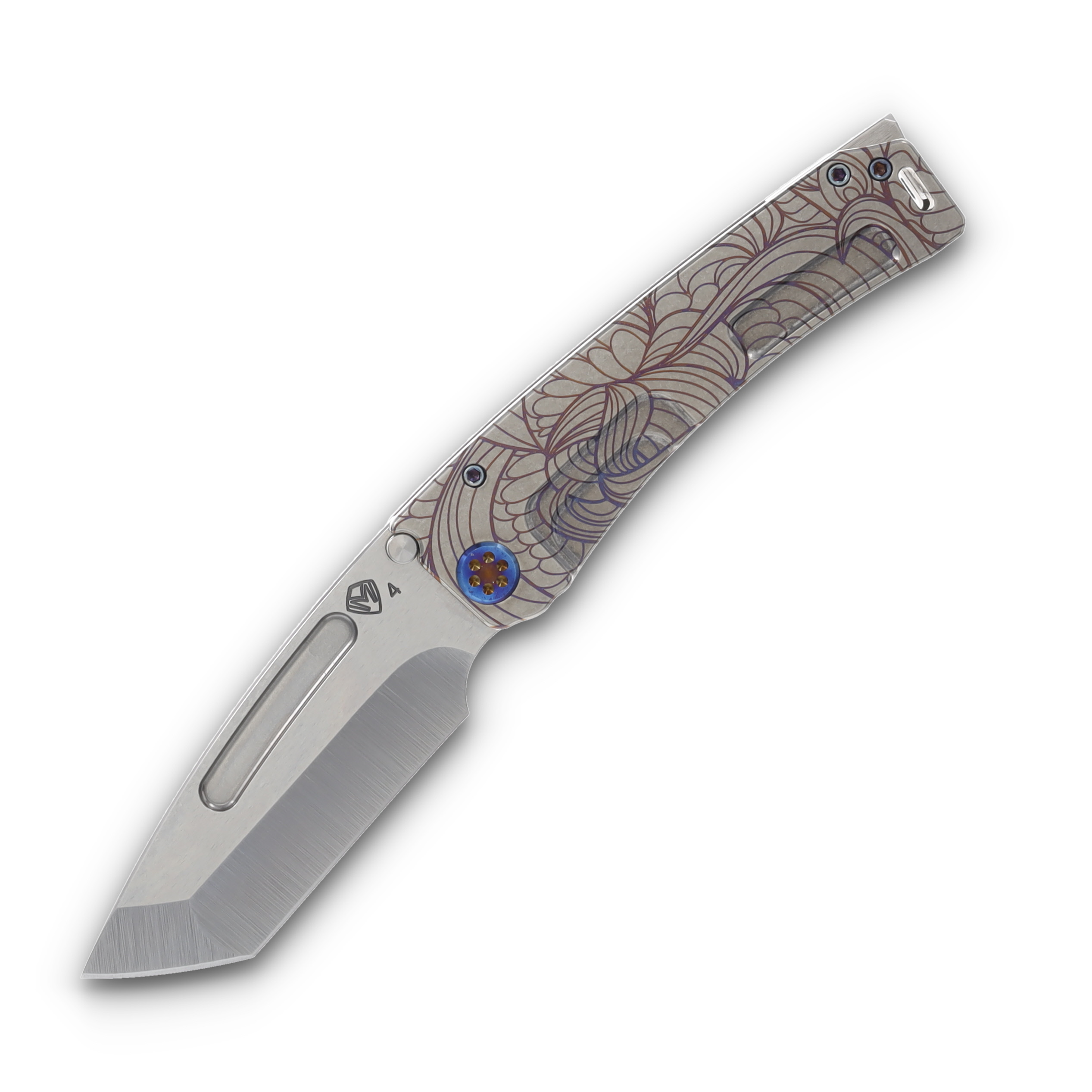 Medford Marauder H Art Nouveau 3.75in Plain Tumbled Tanto Flamed Hardware MK0454TT-01TM-TFCF-BN View 1