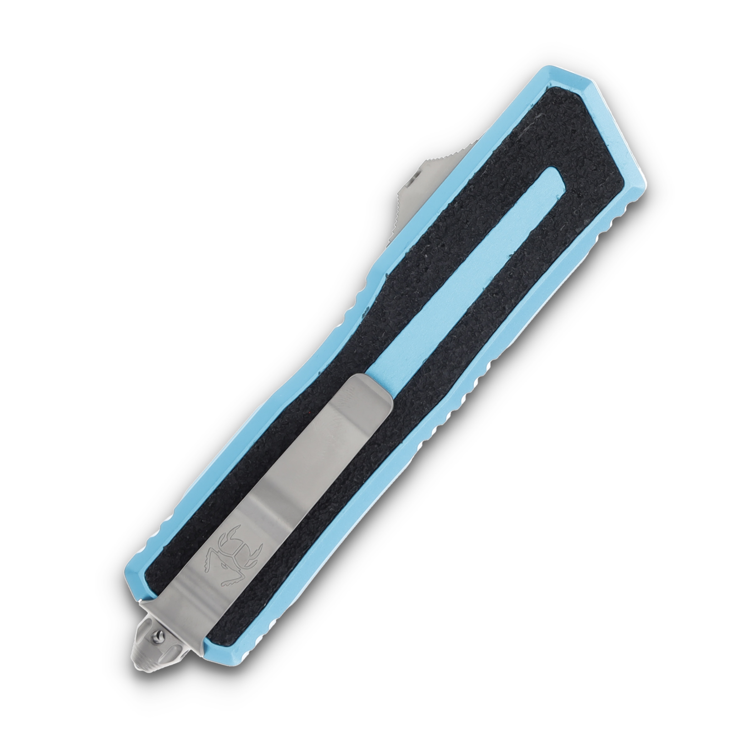 Microtech Scarab II Gen III D/E OTF Knife Turquoise 3.88in SW Full Serr Dagger AUMT128012TQ View 2