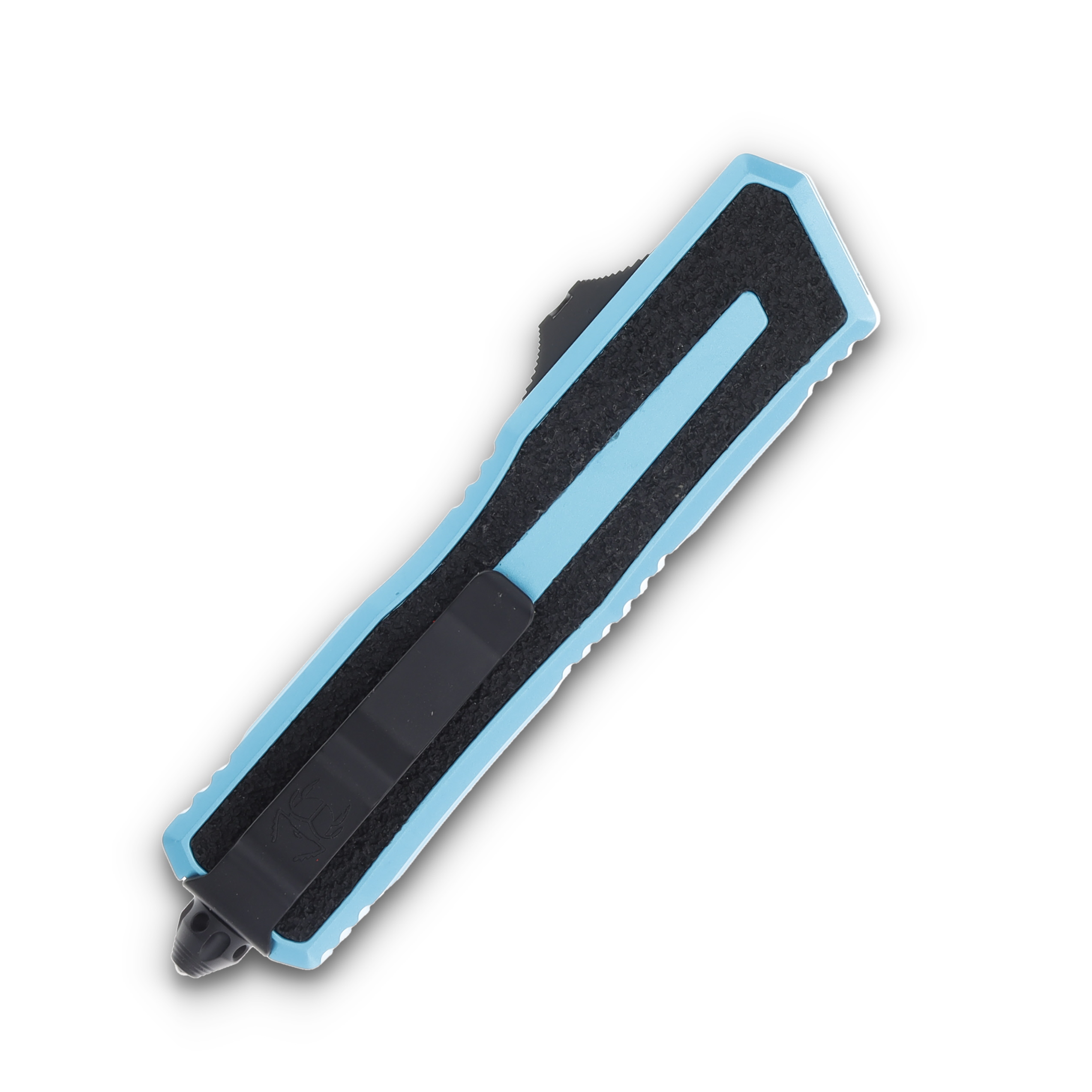 Microtech Scarab II Gen III D/E OTF Knife Turquoise 3.88in Black Full Serr Dagger AUMT12803TQ View 2